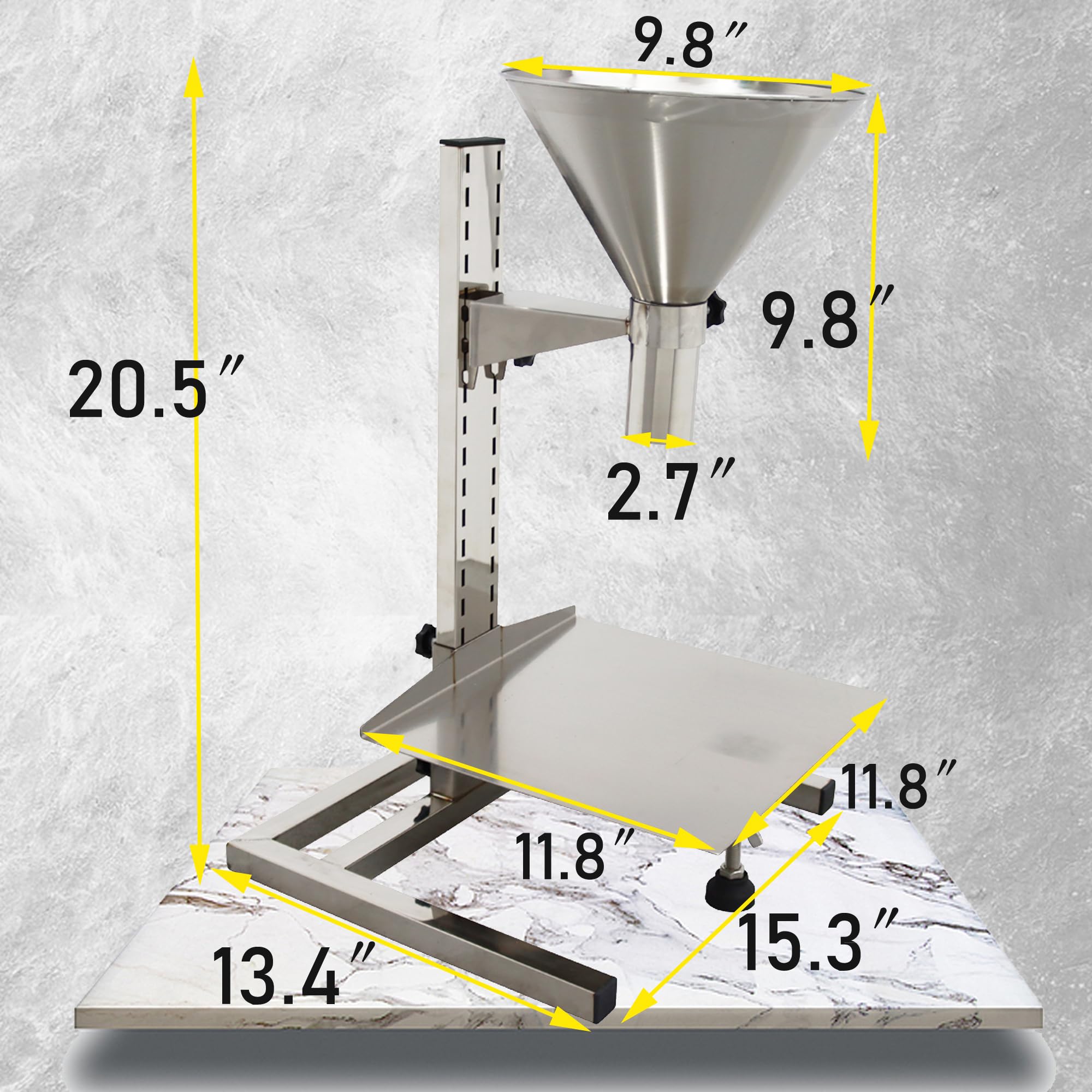 Premium Stainless Steel Funnel with Stand - 2.7