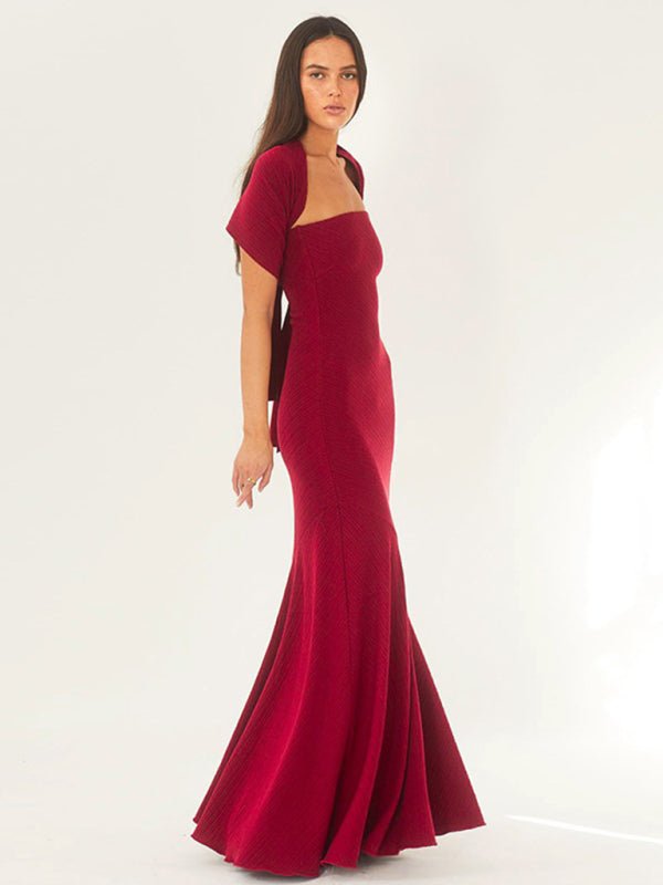 Women's Fish Hemline Shawl Dress - Elegant Wrap Style for Casual Wear, Office & Evening Outfits
