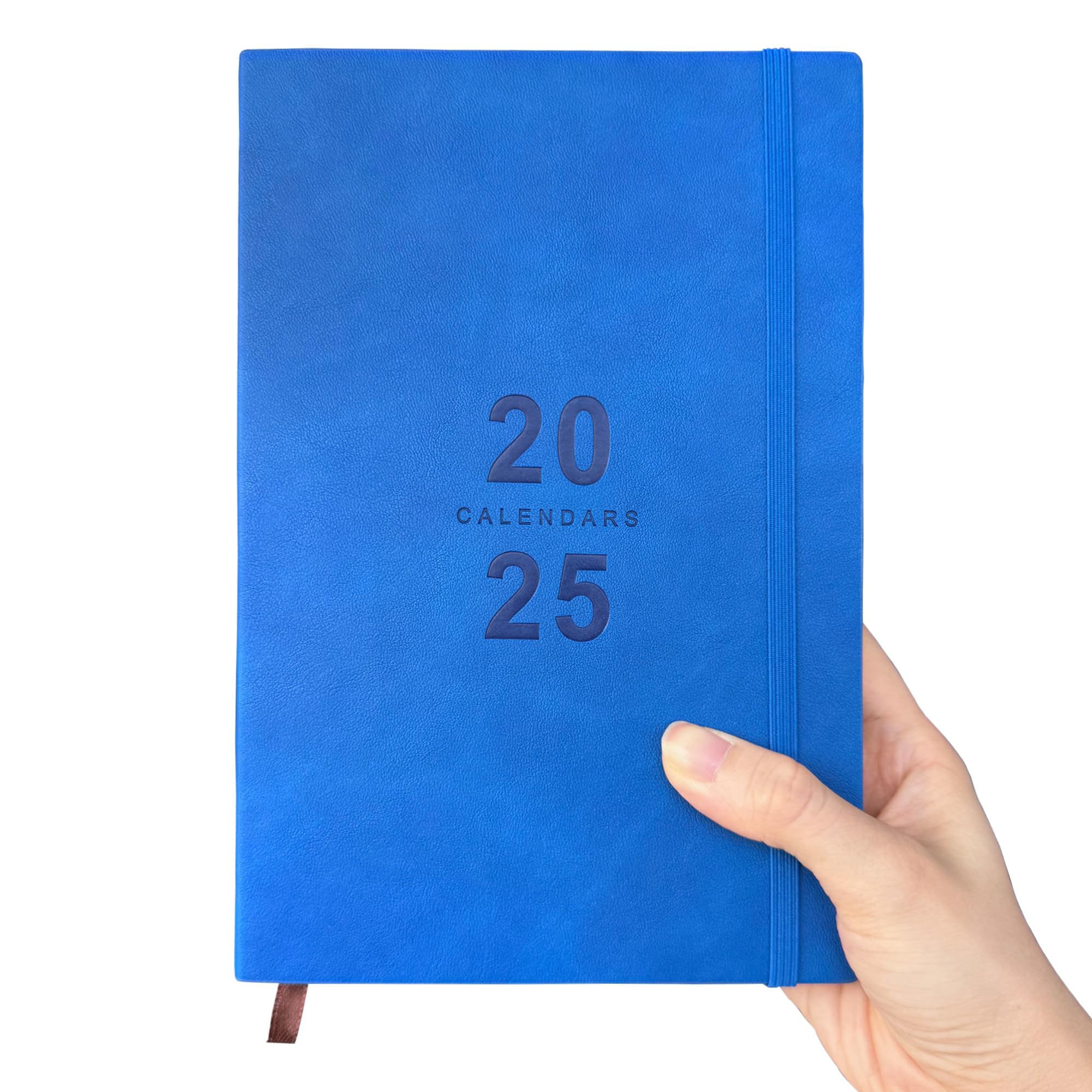 2025 Planner - Daily & Hourly Appointment Book with Faux Leather Cover (Blue), 8.5