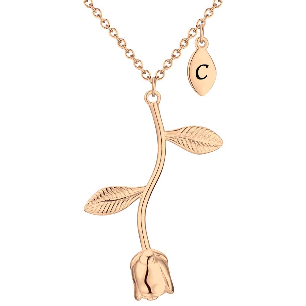 SOUFEEL Personalized Initial Necklace for Women - Custom Nameplate Pendant in Rose Gold/14K Gold - Unique Gift for Her, Mom, Girlfriend, Wife, Couple & Kids | Perfect for Anniversaries, Birthdays & Valentine's Day