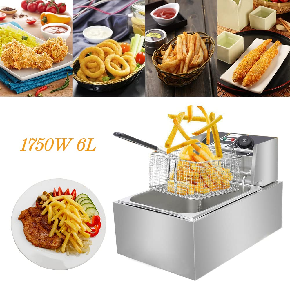 Commercial Electric Deep Fryer - Stainless Steel Kitchen Fryer Machine with Basket & Lid for Turkey, French Fries, Donuts (1 Tank) - Perfect for Restaurants, Food Trucks & Home Kitchens
