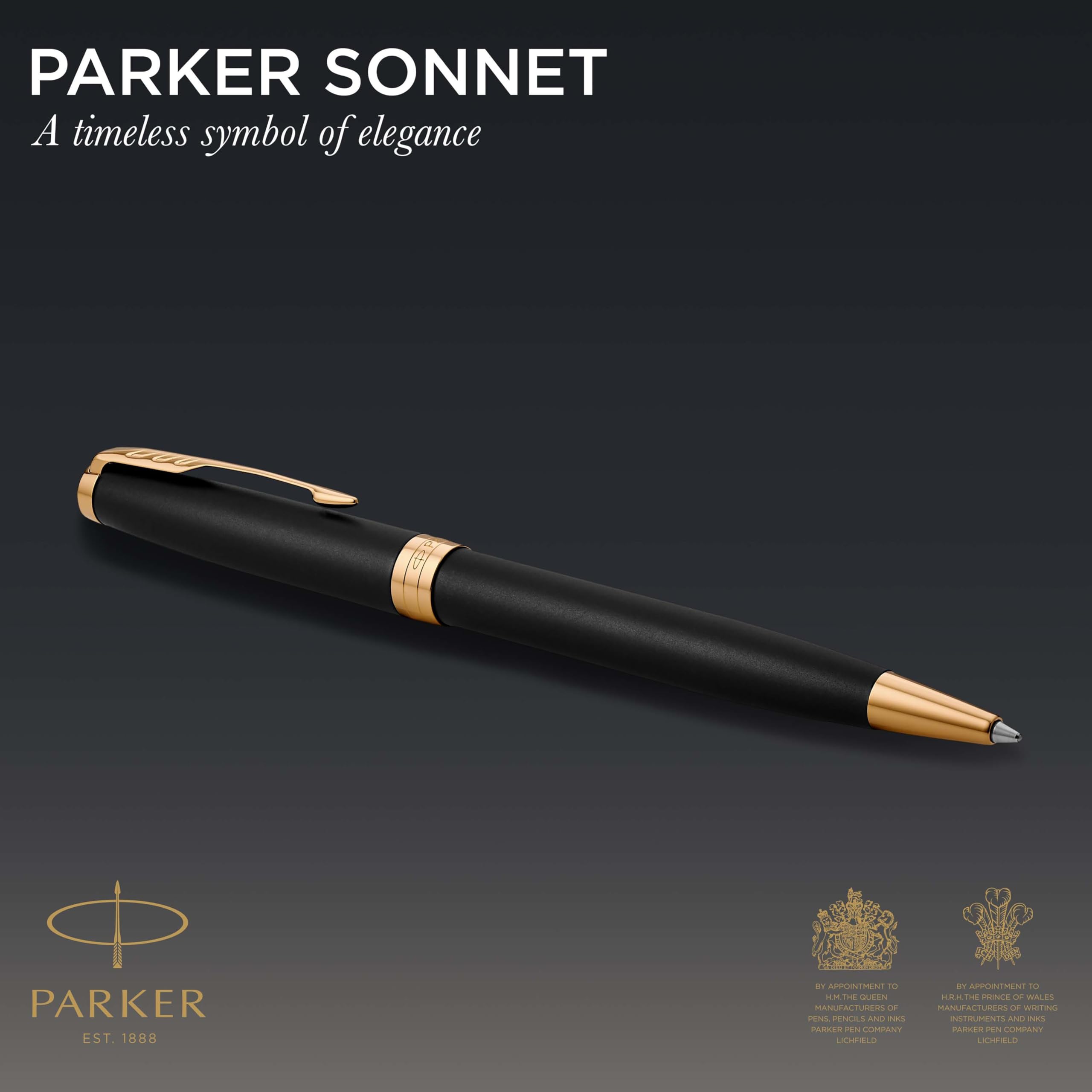 Parker Sonnet Ballpoint Pen - Matte Black Lacquer with Gold Trim, Medium Point Black Ink, Gift Box Included | Premium Writing Instrument for Business, Gifting & Everyday Use