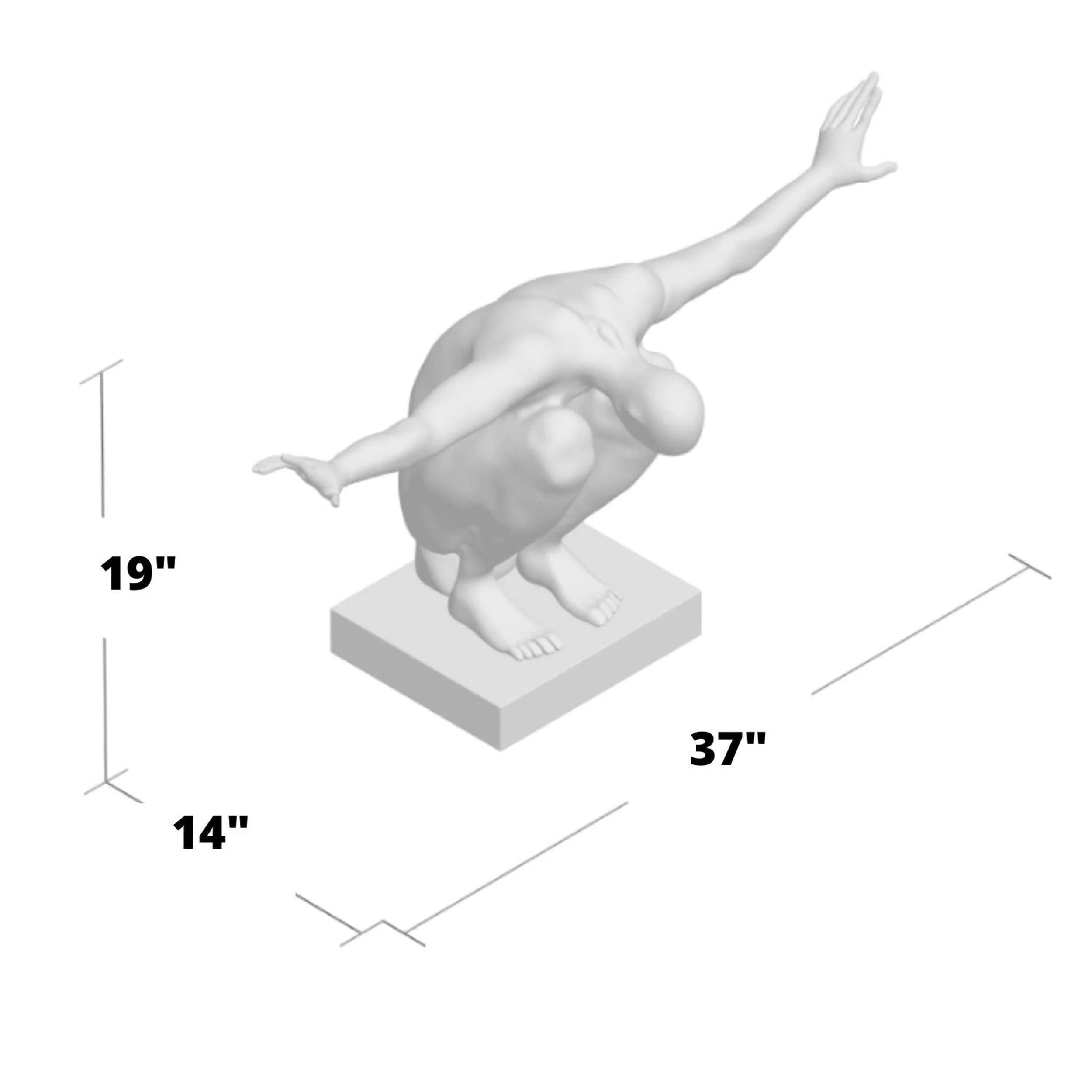 Finesse Decor Abstract Modern Home Decor Resin Sculpture - Saluting Man Table Centerpiece in Matte Black | Perfect for Living Room, Office Desk & Gift Giving