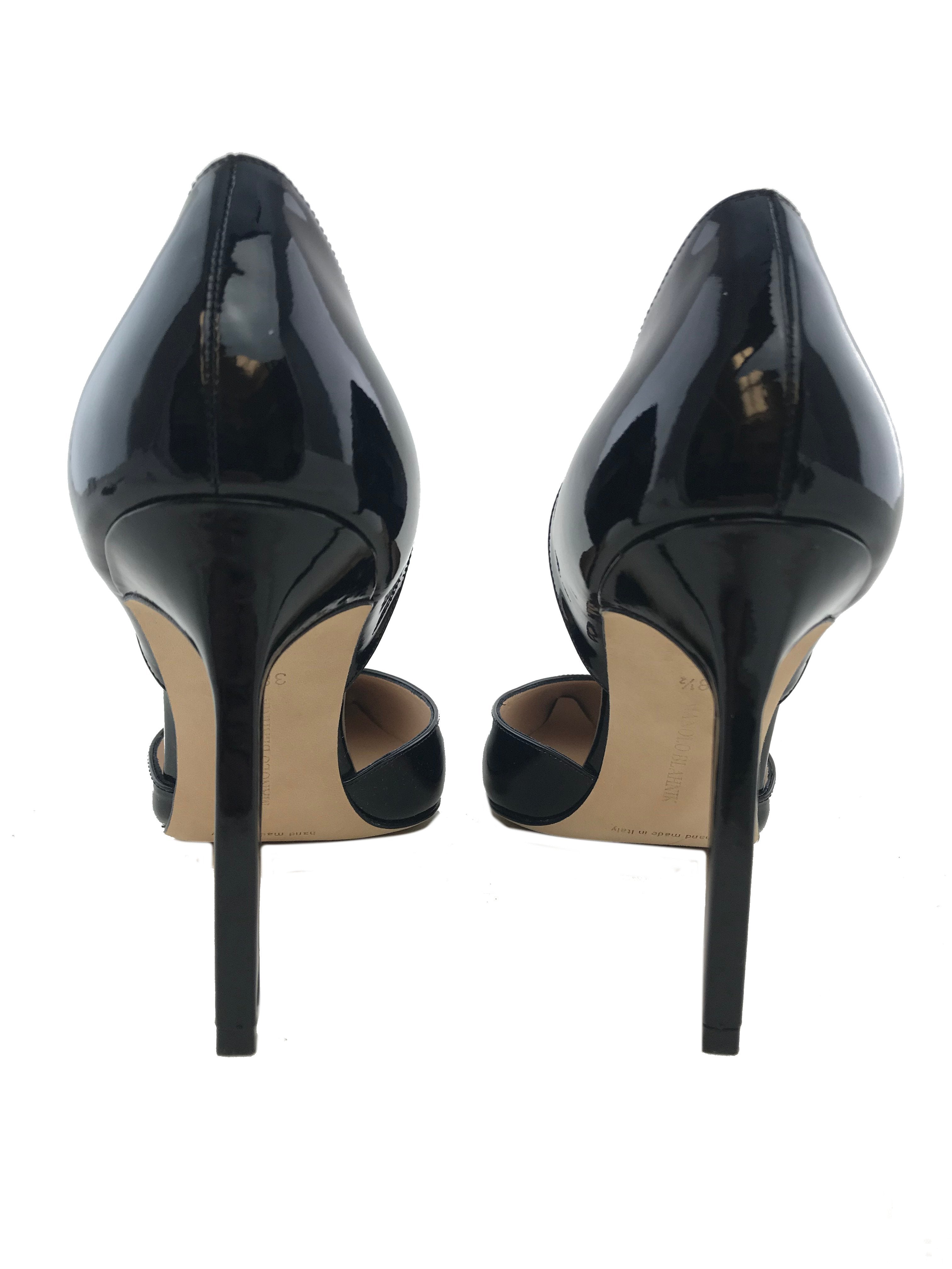Manolo Blahnik Tayler Patent Leather d'Orsay Pumps - Women's Size 8 (US) | Elegant High Heels for Weddings, Parties & Formal Events