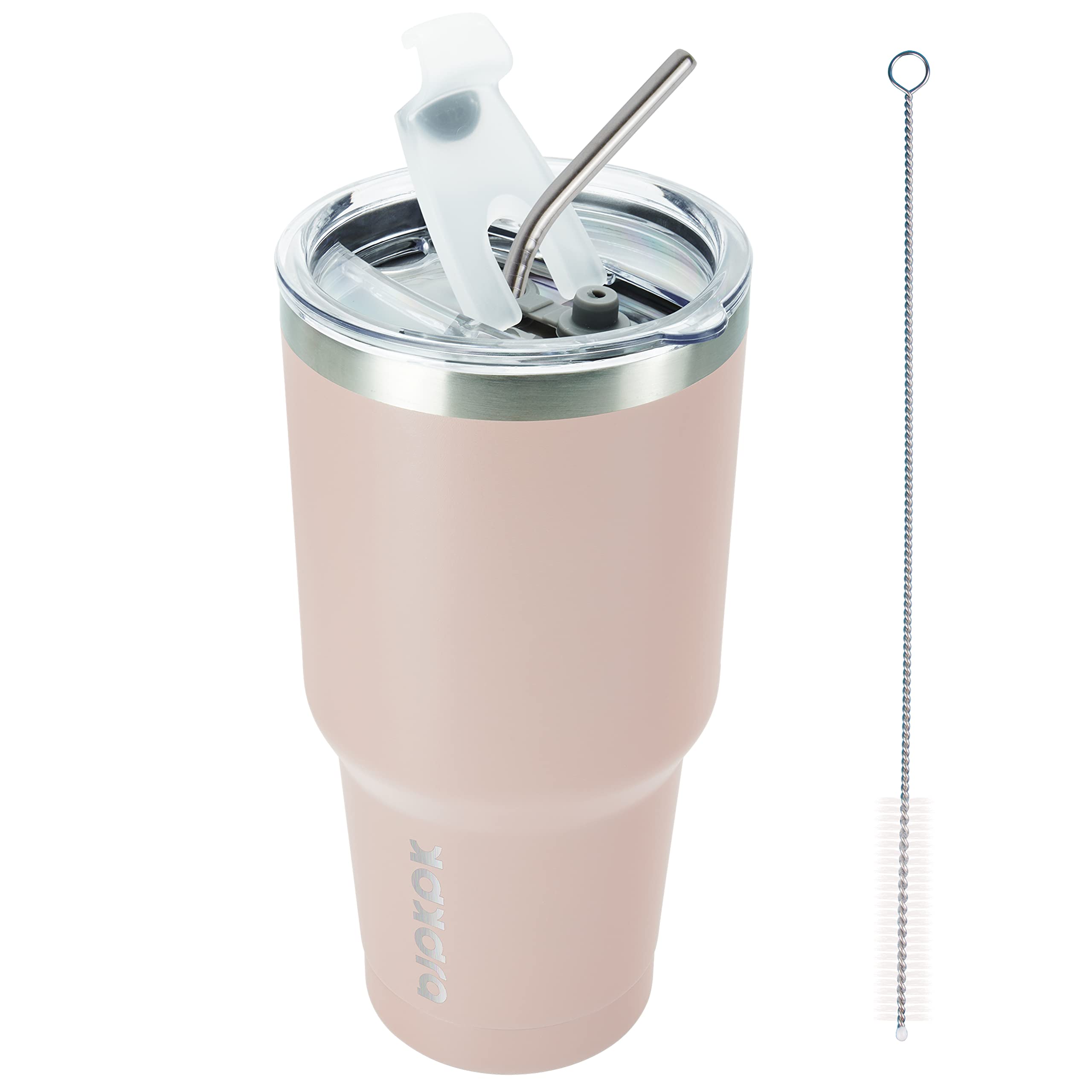 30 oz Stainless Steel Tumbler with Lid and Straw - Double Wall Vacuum Insulated Cup for Hot & Cold Drinks - Leakproof Travel Mug for Women & Men - Perfect for Office, Gym, Hiking and Outdoor Activities (Apricot)