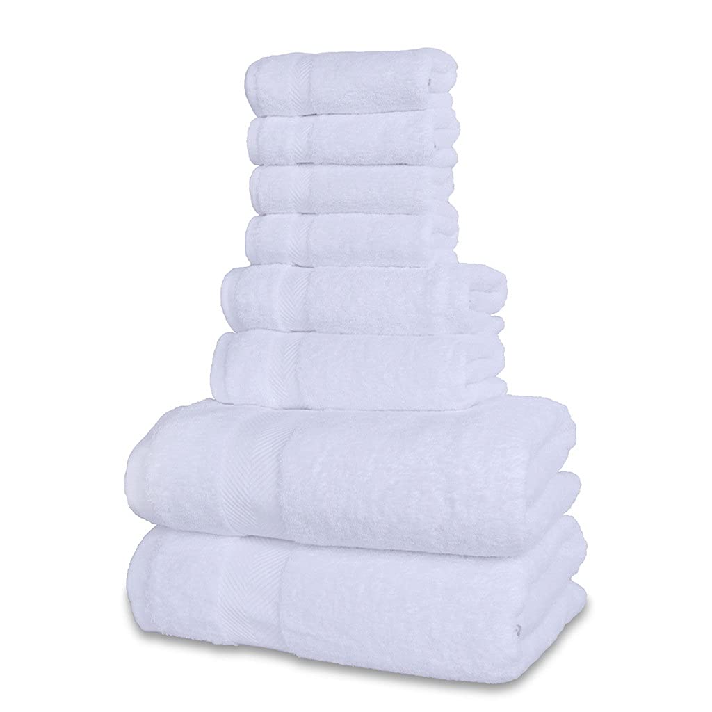 XXXDXDP Premium Cotton Bath Towel Set - 2 Large Bath Towels, 2 Hand Towels, 4 Washcloths | Ultra Absorbent & Soft Bathroom Towels (Gray, 8-Piece Set) for Spa, Hotel, or Home Luxury