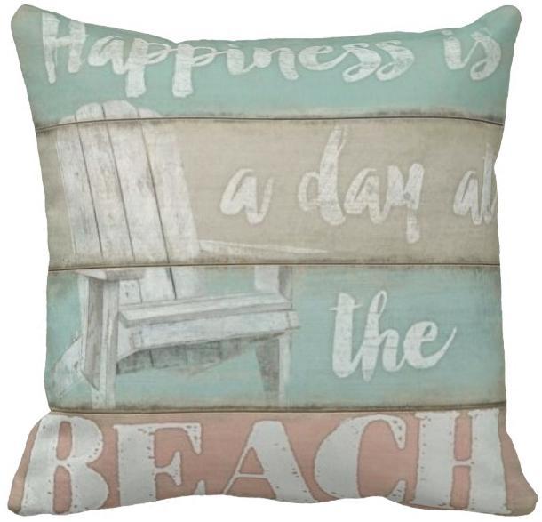 Happy Beach Day Pillow Cover - Soft & Stylish Decorative Throw Pillow for Living Room, Bedroom, or Outdoor Patio