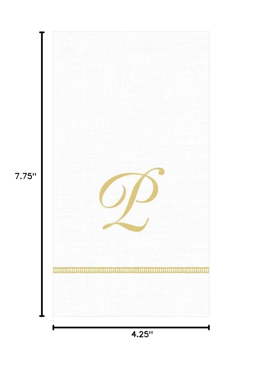 Caspari Hemstitch Script Letter P Guest Towel Napkins - Set of 30 Elegant Paper Napkins for Weddings, Parties & Special Occasions