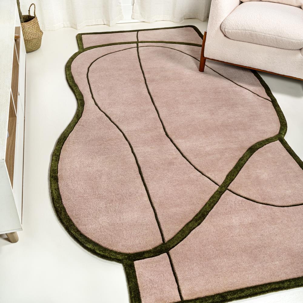 Handwoven Geometric Wool Area Rug - Coastal Mosaic Design for Living Room, Bedroom & Home Decor