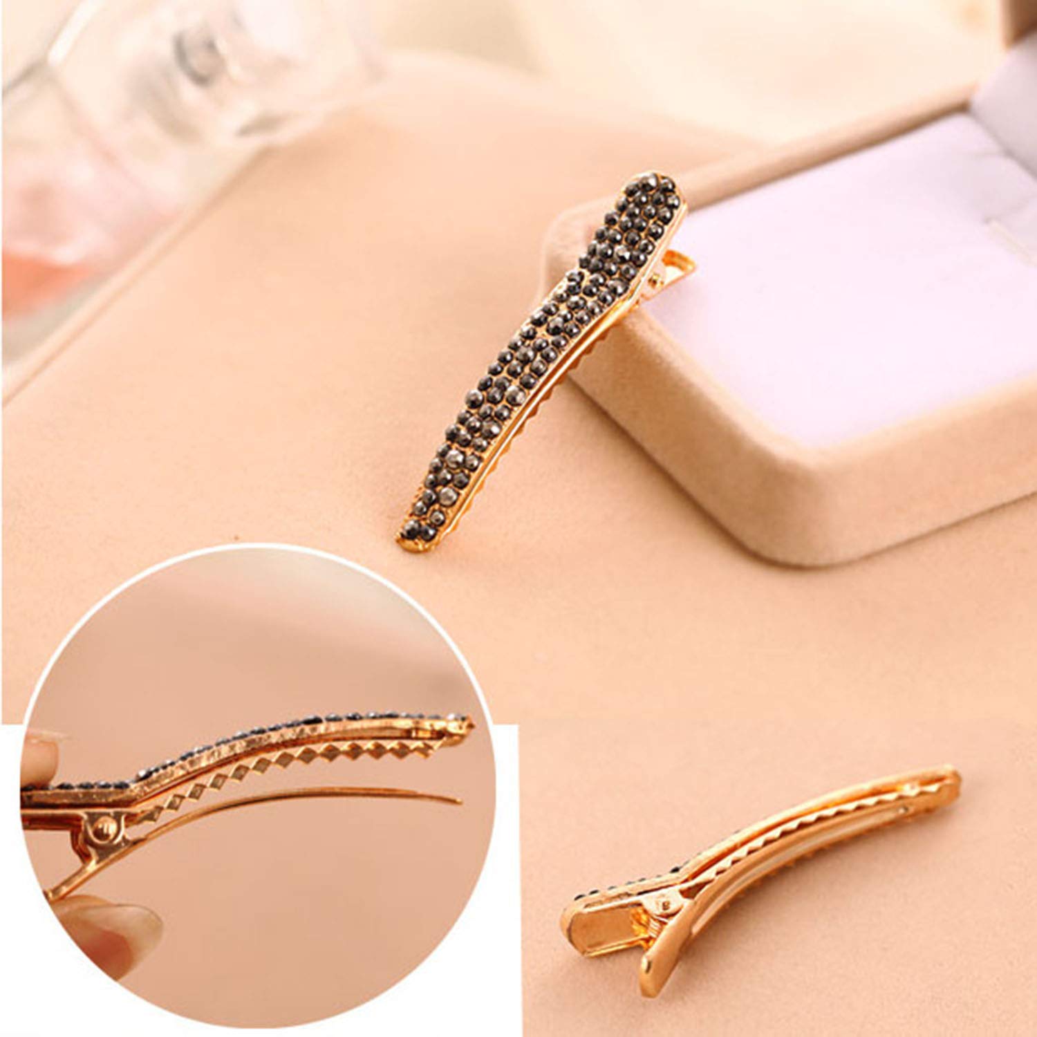 12Pcs Rhinestone Pearl Alligator Hair Clips for Women & Girls - Elegant Duckbill Hairpins for Parties, Weddings & Daily Hair Accessories