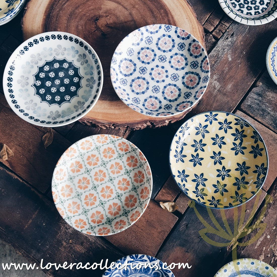 **50% Off + Buy 1 Get 1 Free - Awasaka Japan Floral Print Condiment Dishes & Dessert Plates Set - Perfect for Sushi, Salads, and Party Serving**
