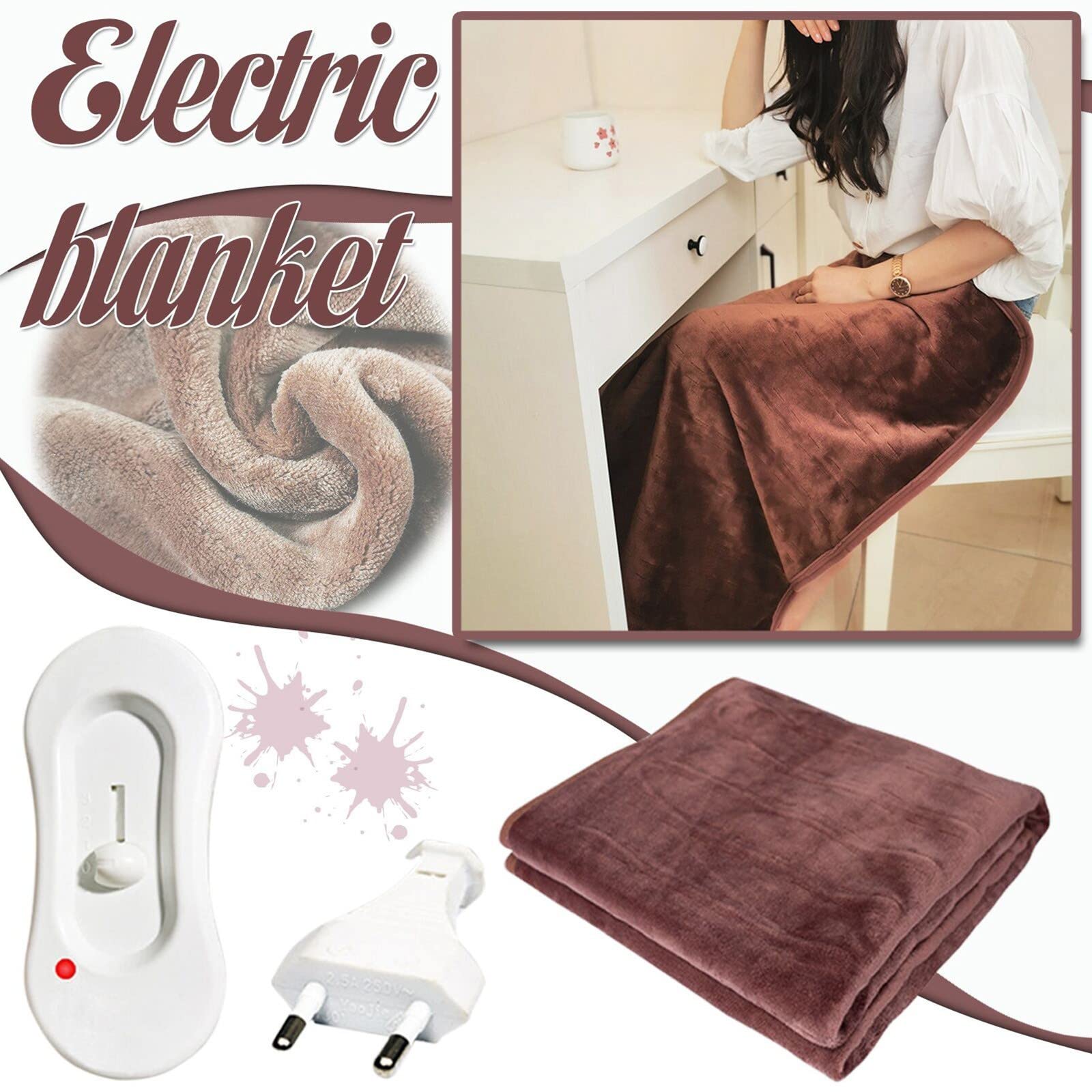 Washable Electric Heated Blanket for Travel, Home & Office - Ultra Soft Machine Washable Heating Blanket for Cozy Comfort | Perfect for Cold Nights, Camping & Relaxation