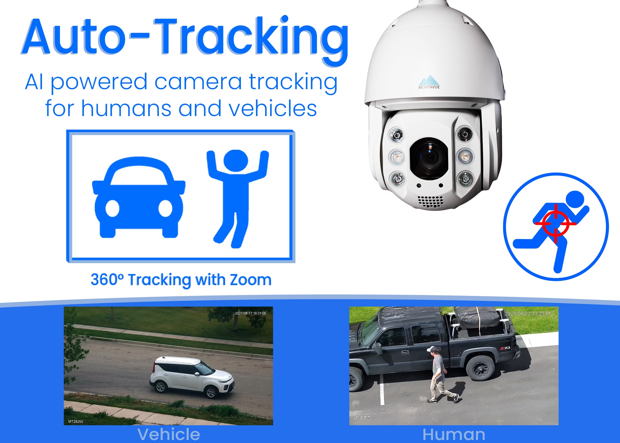 8MP 4K Auto Tracking PTZ Security Camera with 25x Optical Zoom & Active Deterrence - Outdoor/Indoor Surveillance for Home, Business & Warehouse Protection