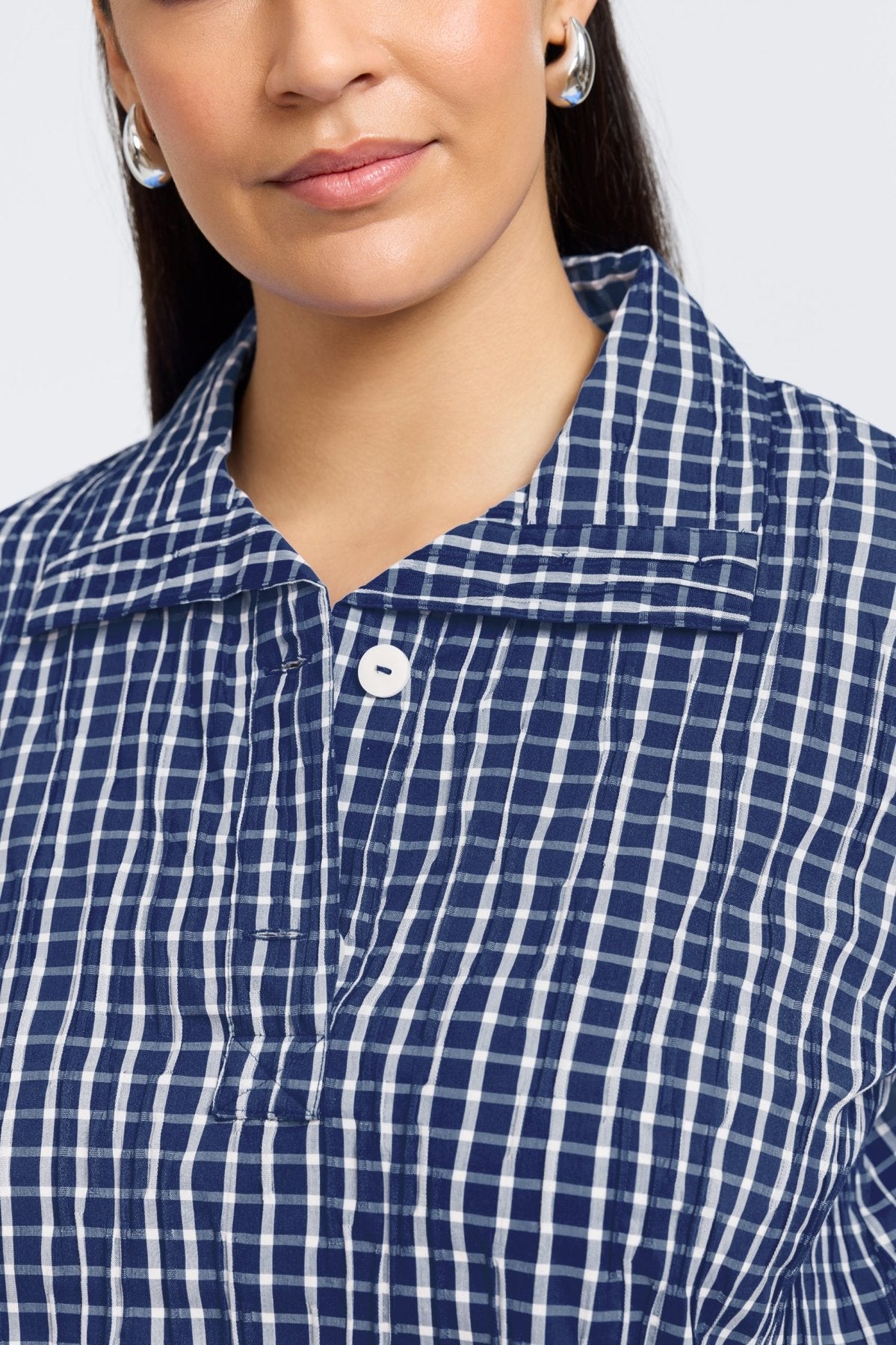Sammy Plus Crinkle 3/4 Sleeve Popover Shirt Jacket for Women - Stylish Casual & Office Wear - Perfect for Spring & Fall Layering