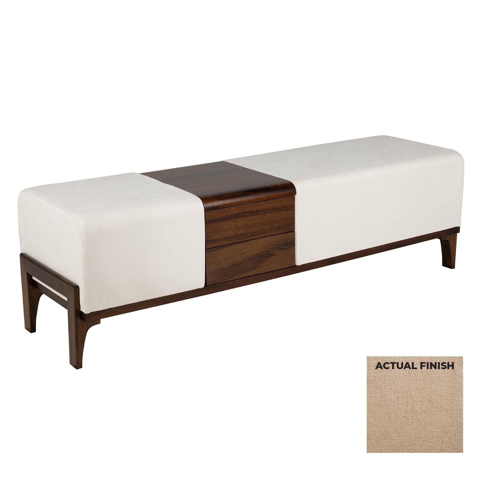 Cyan Design 11804 Noah Bench - Camel Chenille & Medium Brown Upholstered Bench for Living Room, Bedroom, or Entryway Seating