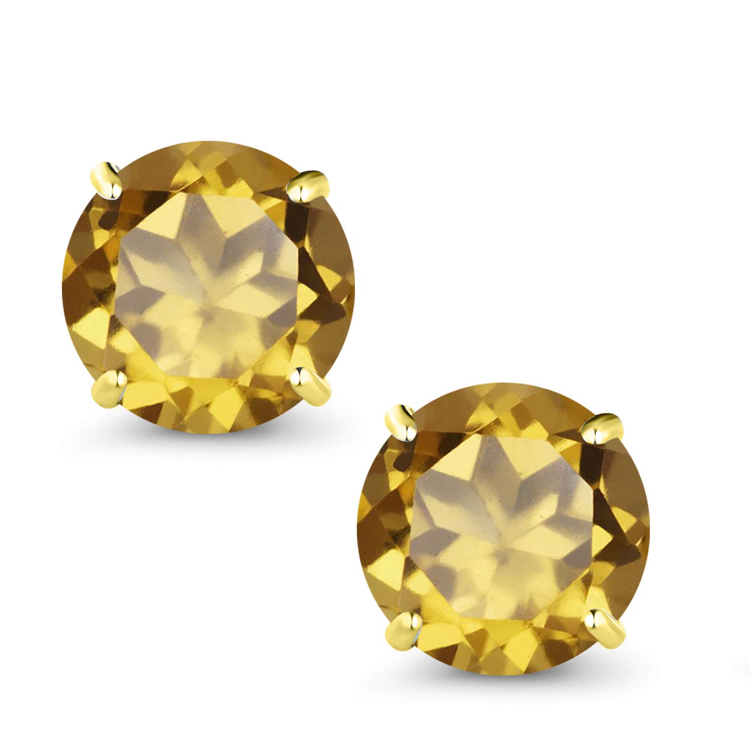 14K Yellow Gold 7MM Round Birthstone Stud Earrings for Women & Men | Gemstone Jewelry Gift for Birthday, Anniversary & Special Occasions | Gem Stone King