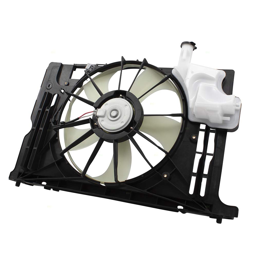 Brock Replacement Cooling Fan Assembly with Radiator Coolant Overflow Tank for 2014-2019 Toyota Corolla - Compatible with Part Numbers 163610T041, 163630T020, 16711-0T131, TO3115181 - Perfect for Engine Cooling System Repair and Maintenance