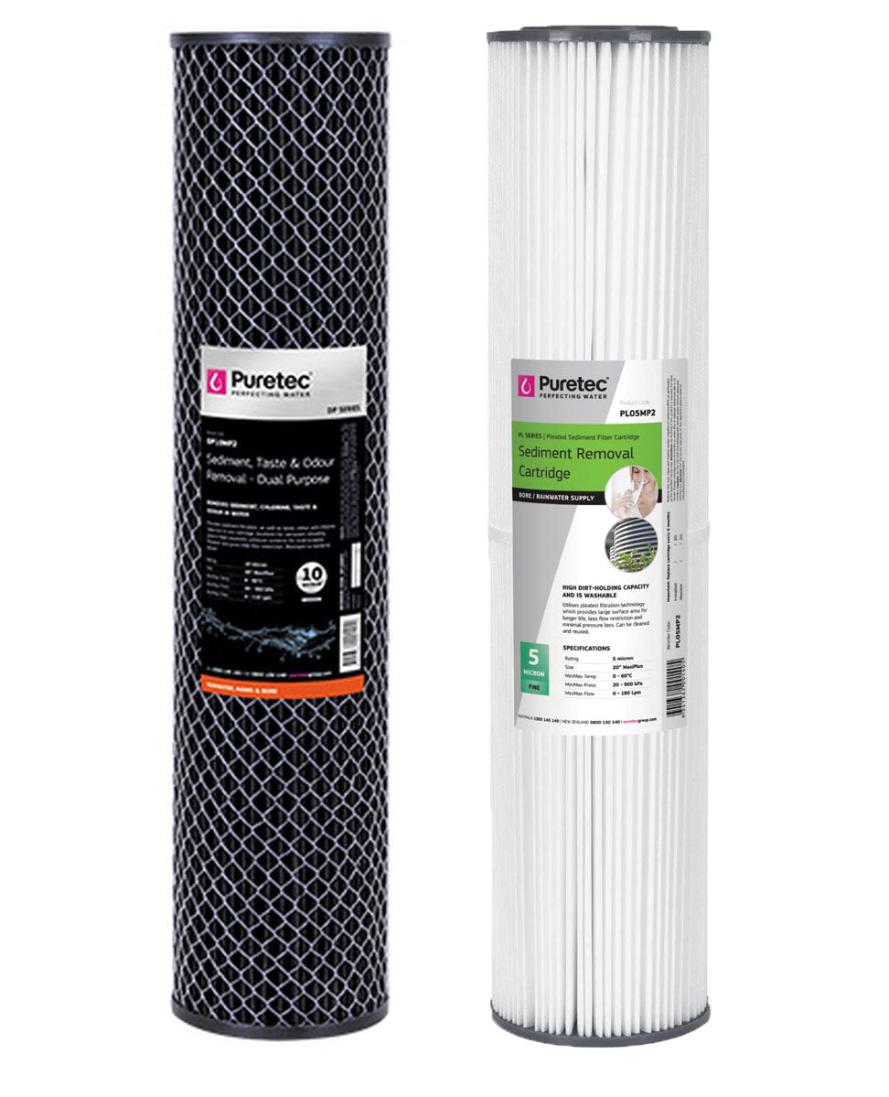 Puretec Hybrid G7 (20 Pack) Replacement Water Filter Cartridges (PL05MP2/DP10MP2) - Compatible with Refrigerators & Under Sink Filtration Systems