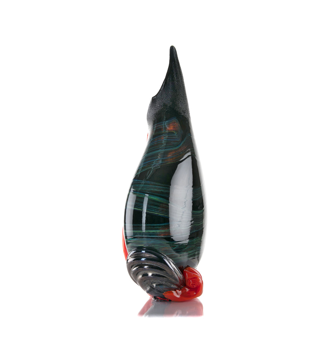 Daniel Moe Black Lava Trail 1 Glass Vessel - Modern Home Decor, Unique Centerpiece for Dining Table, Living Room, or Office