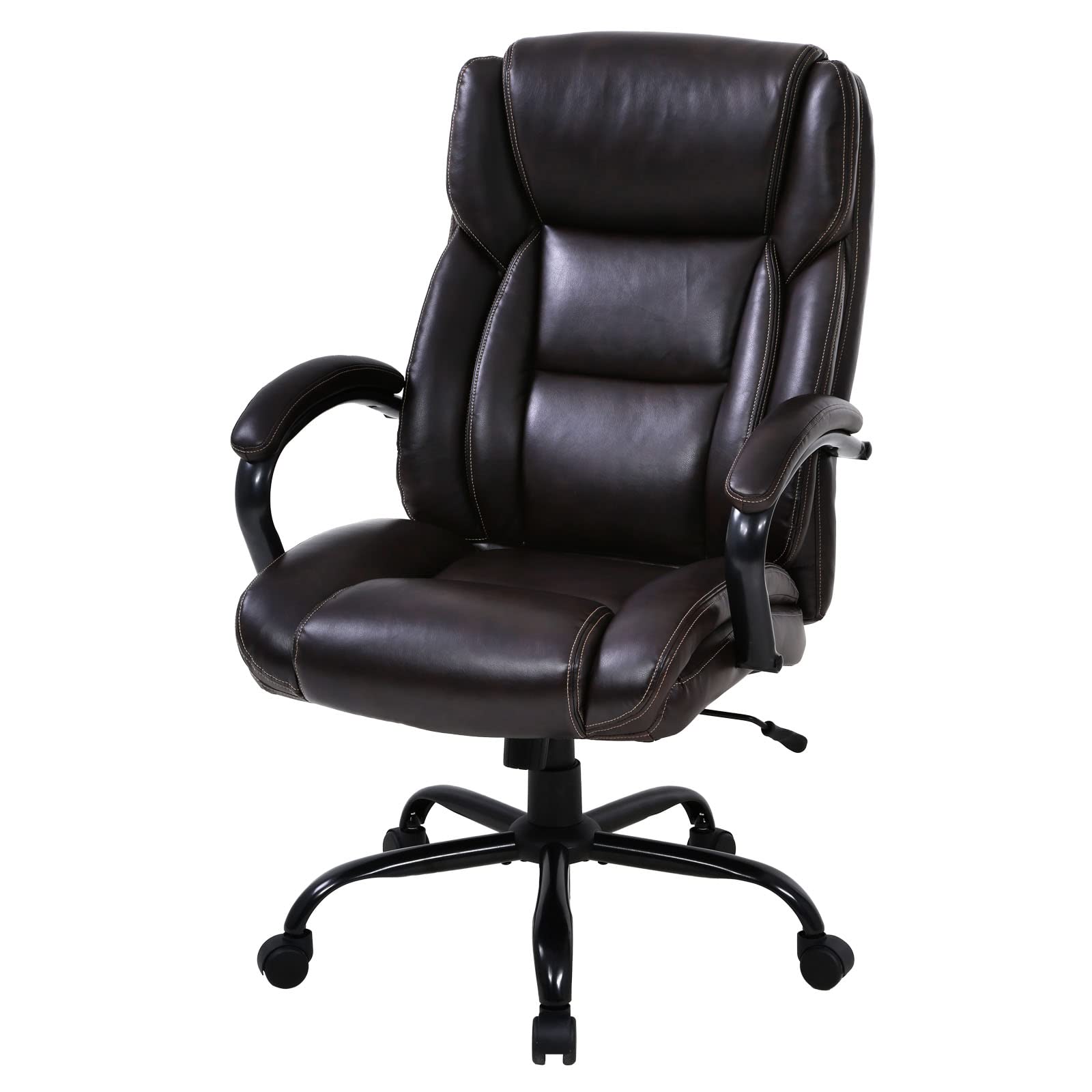 Ergonomic Office Chair with Lumbar Support & Armrests - 500lbs Weight Capacity Big & Tall Desk Chair - Comfortable Cushioned Seat & Backrest - Perfect for Home Office, Gaming & Computer Work (Brown)