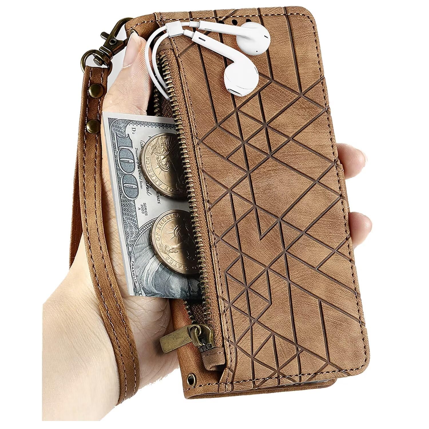Premium Zipper Pocket Kickstand Phone Case - Durable Protective Cover with Stand for iPhone & Android - Perfect for Work, Travel & Hands-Free Viewing