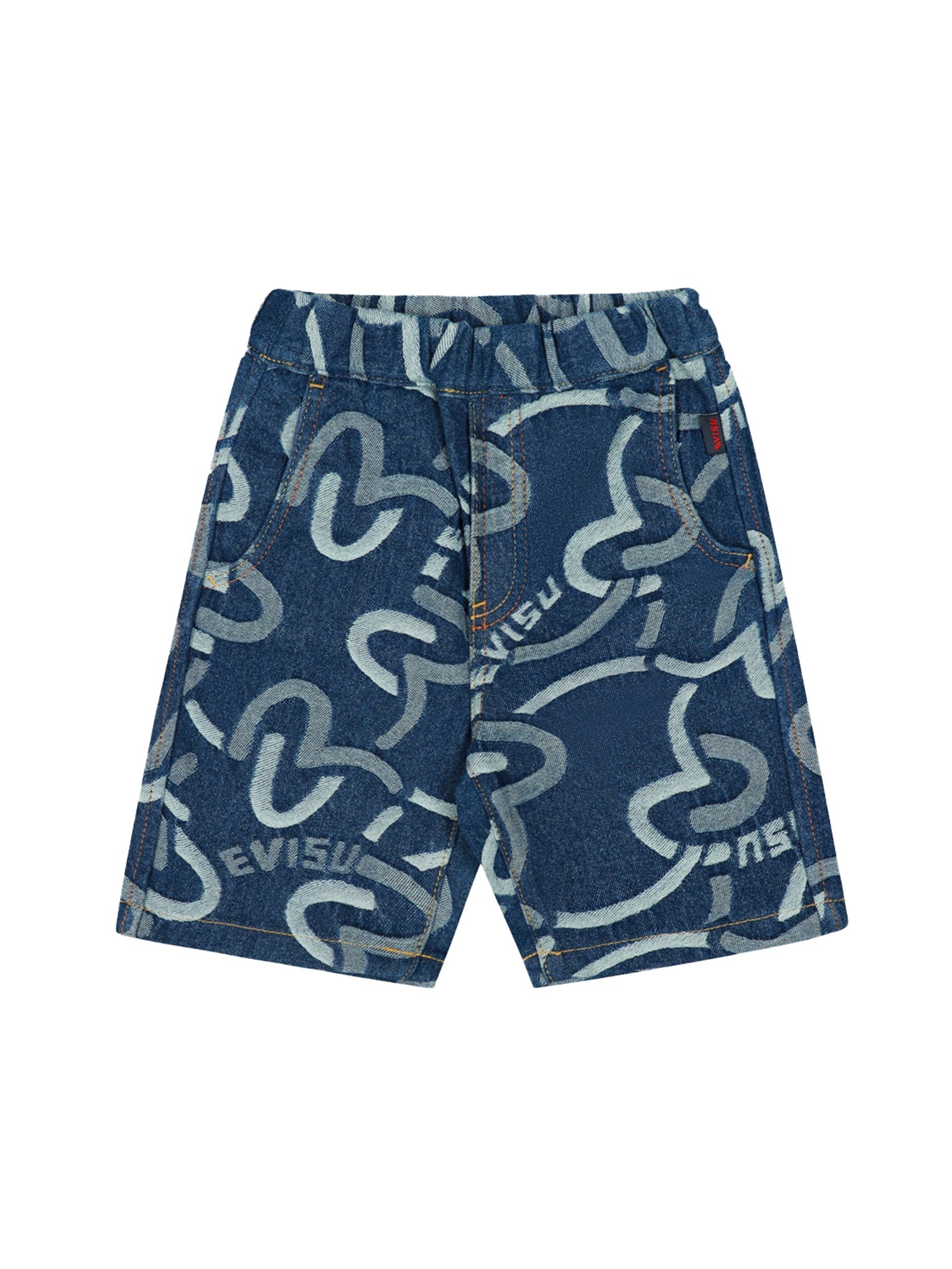 Stylish Allover Seagull & Logo Print Denim Shorts for Women - Comfortable Regular Fit Casual Shorts for Summer, Beach, and Everyday Wear