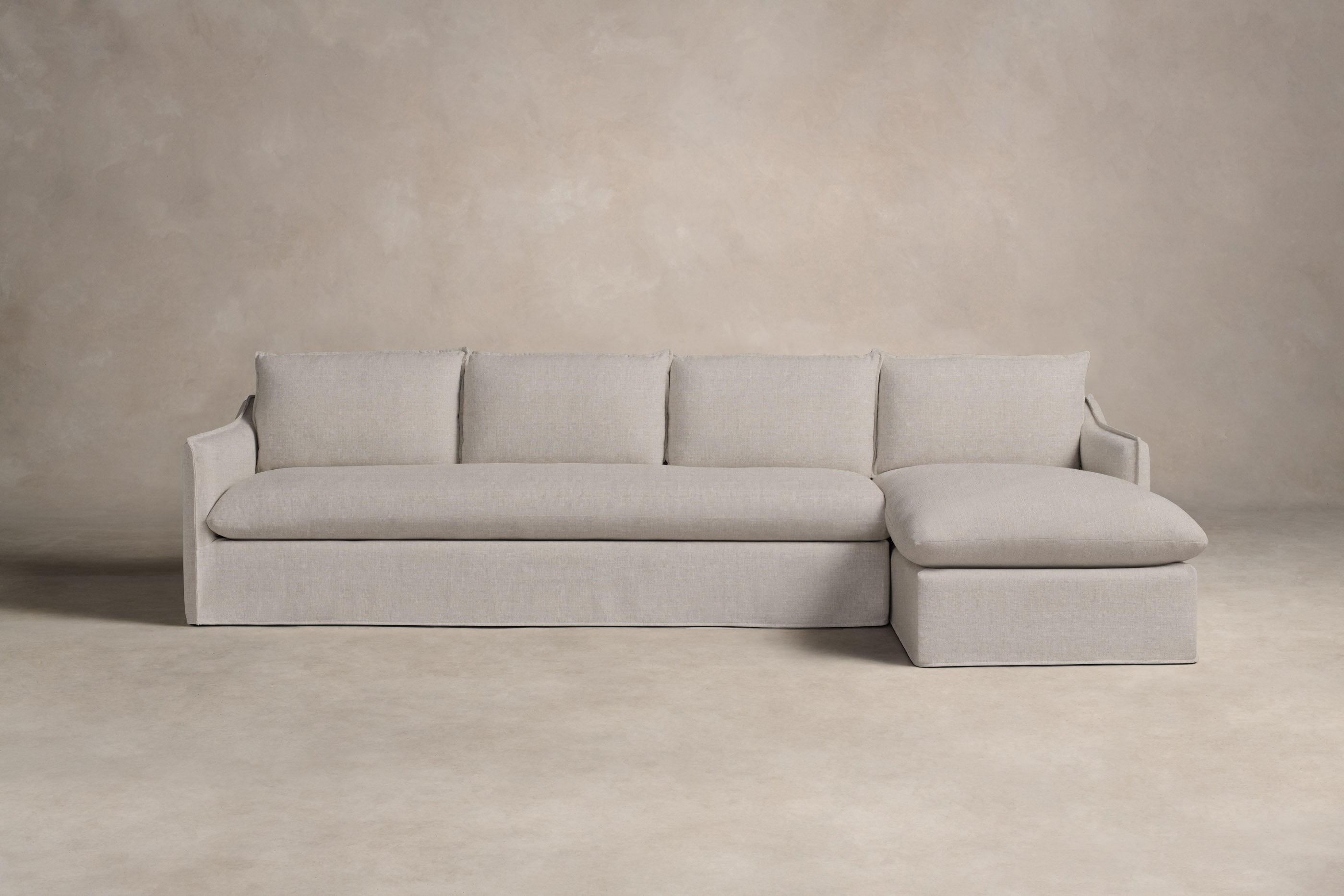 Premium Performance Linen Weave Cloud Dune Sectional Sofa - Modern Comfortable Living Room Furniture for Home Theater & Family Gatherings