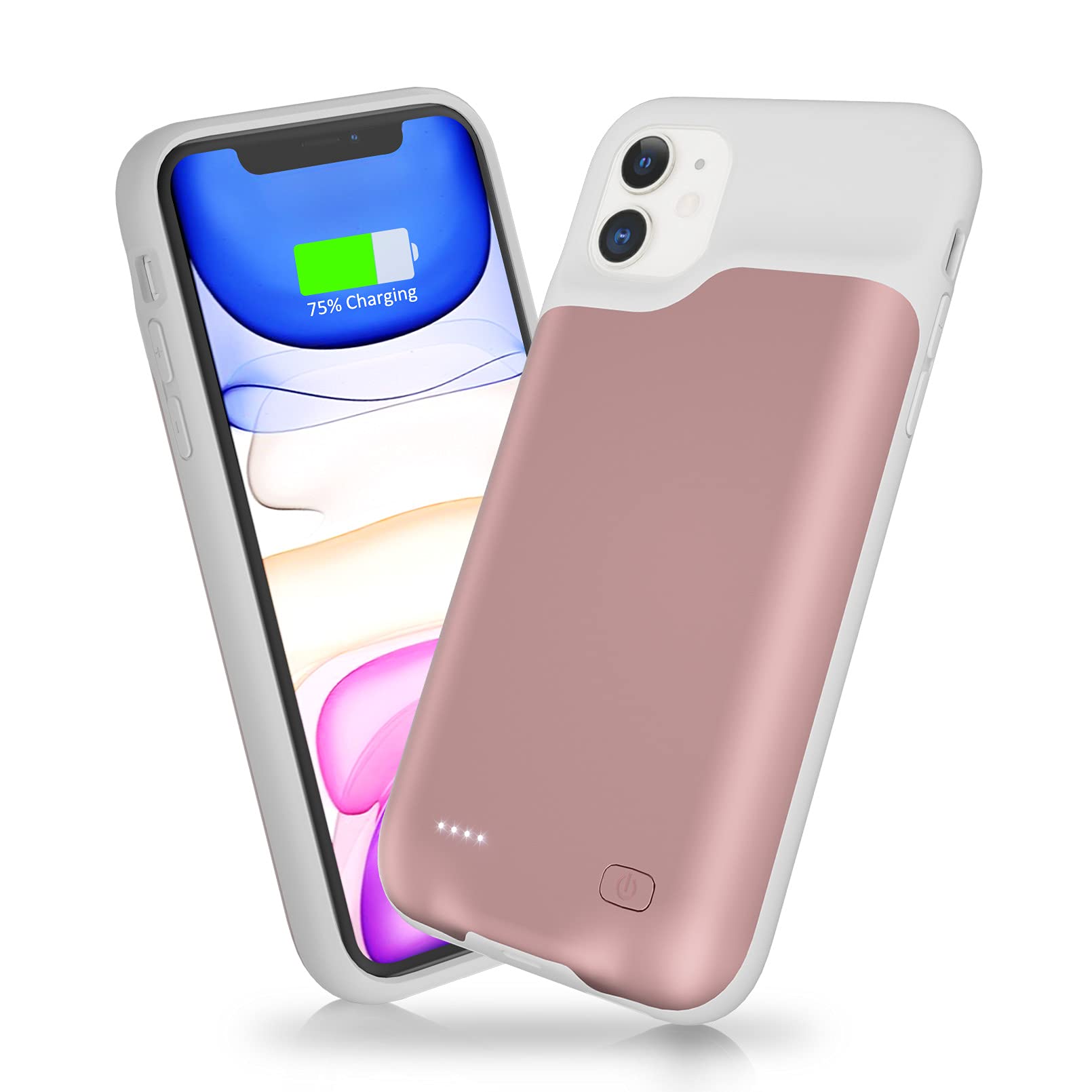 6000mAh iPhone 11 Battery Case - Smart Rechargeable Charging Case with Protective Cover | Extended Power Bank for iPhone 11 (6.1 inch, Pink) | Perfect for Travel, Work & Outdoor Activities