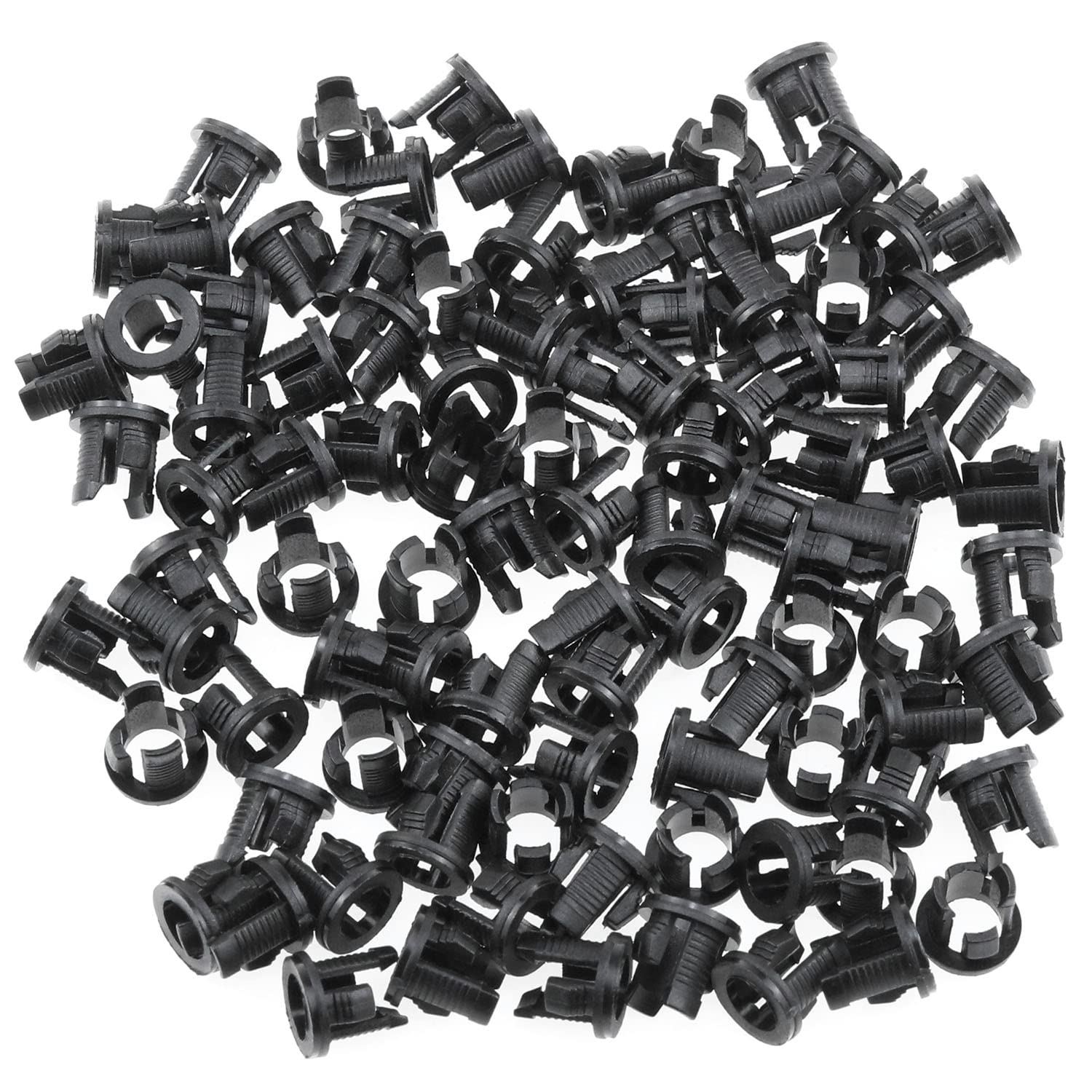 AYLIFU 100Pcs Black Plastic 5mm LED Lamp Holder Clips - Light Emitting Diode Bracket for Panel Installation - Durable Plastic LED Mounting Clips (5mm) - Perfect for DIY Lighting Projects, Home Decor & Electronic Repairs