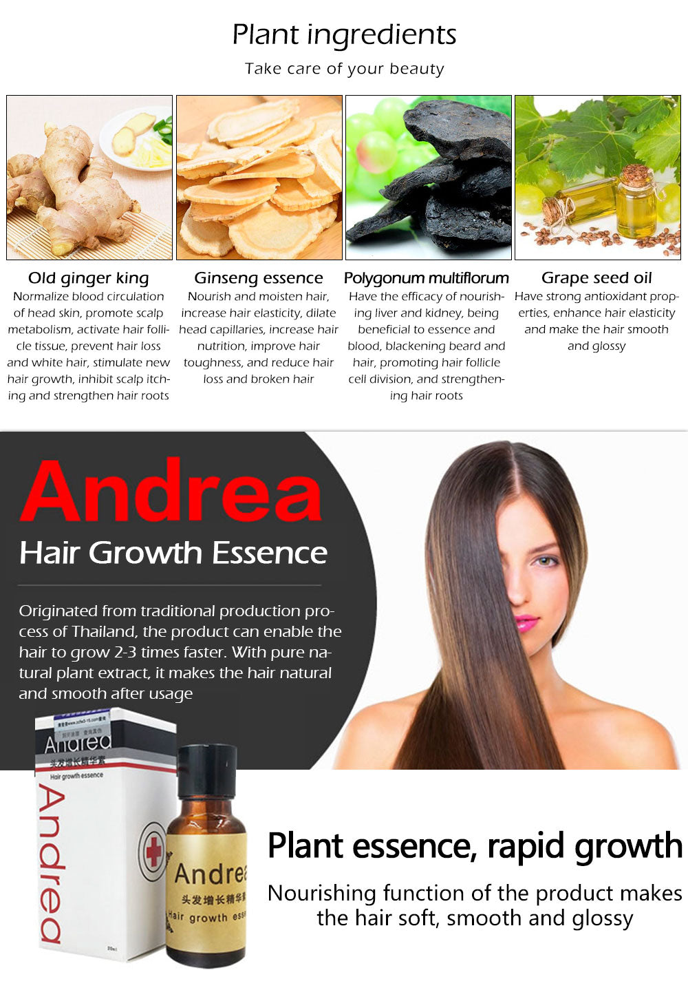 Hair Growth Serum for Women & Men - Anti Hair Loss Treatment 20ml, Keratin Hair Care with Andrea Hairstyle Styling - Promote Thicker, Fuller Hair for Daily Styling & Volume Boost