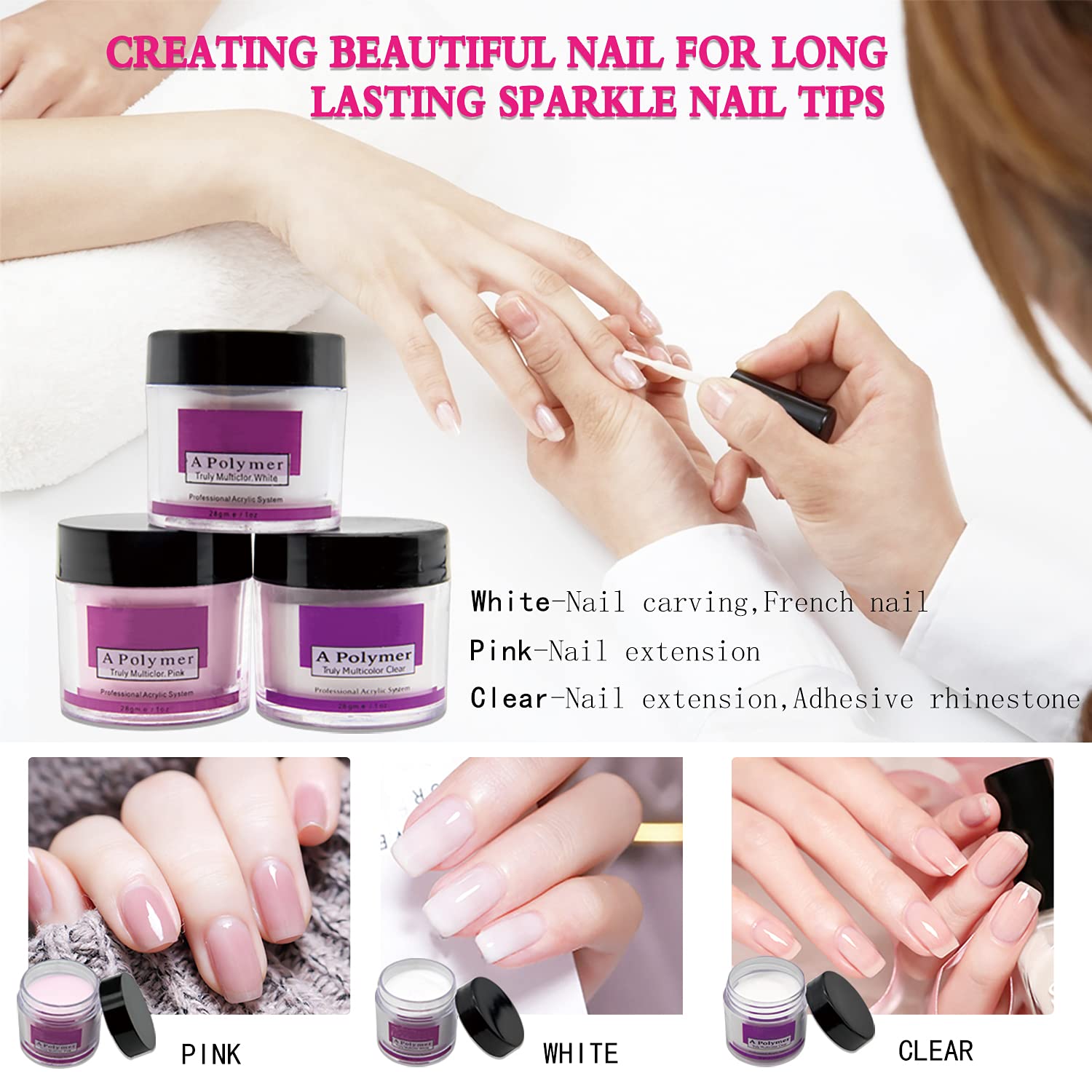 42 in 1 Professional Acrylic Nail Kit with Powder, Brush, Glitter & French Tips - Complete DIY Manicure Set for Salon & Home Nail Art - Perfect for Gel Extensions, Nail Decoration & Acrylic Nail Designs