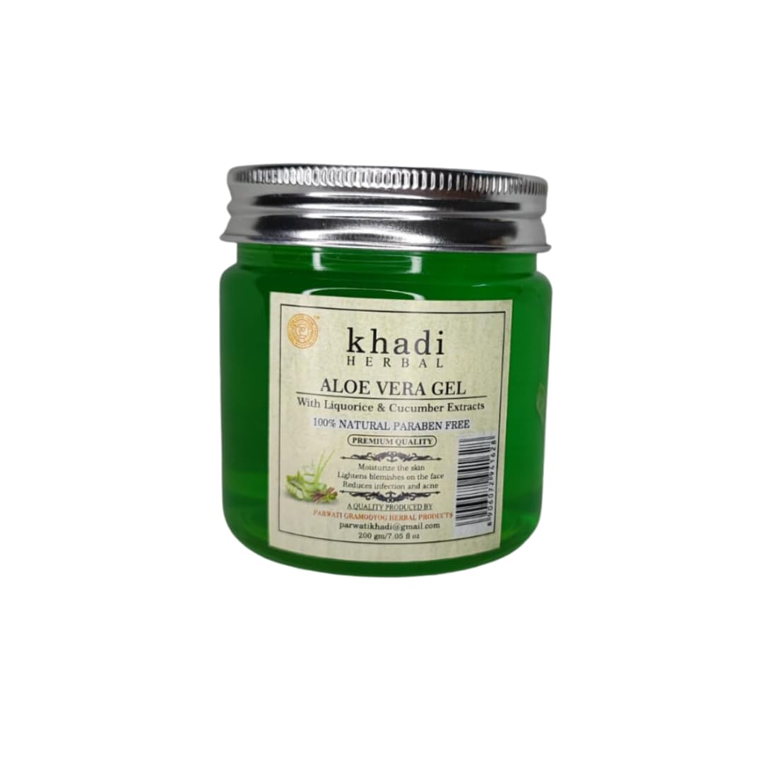 Herbigiri Aloe Vera Face Moisturizing Gel with Licorice & Cucumber Extract - Hydrating & Soothing for All Skin Types (200g) | Daily Skincare for Men & Women, Perfect for Sunburn Relief & Dry Skin Care