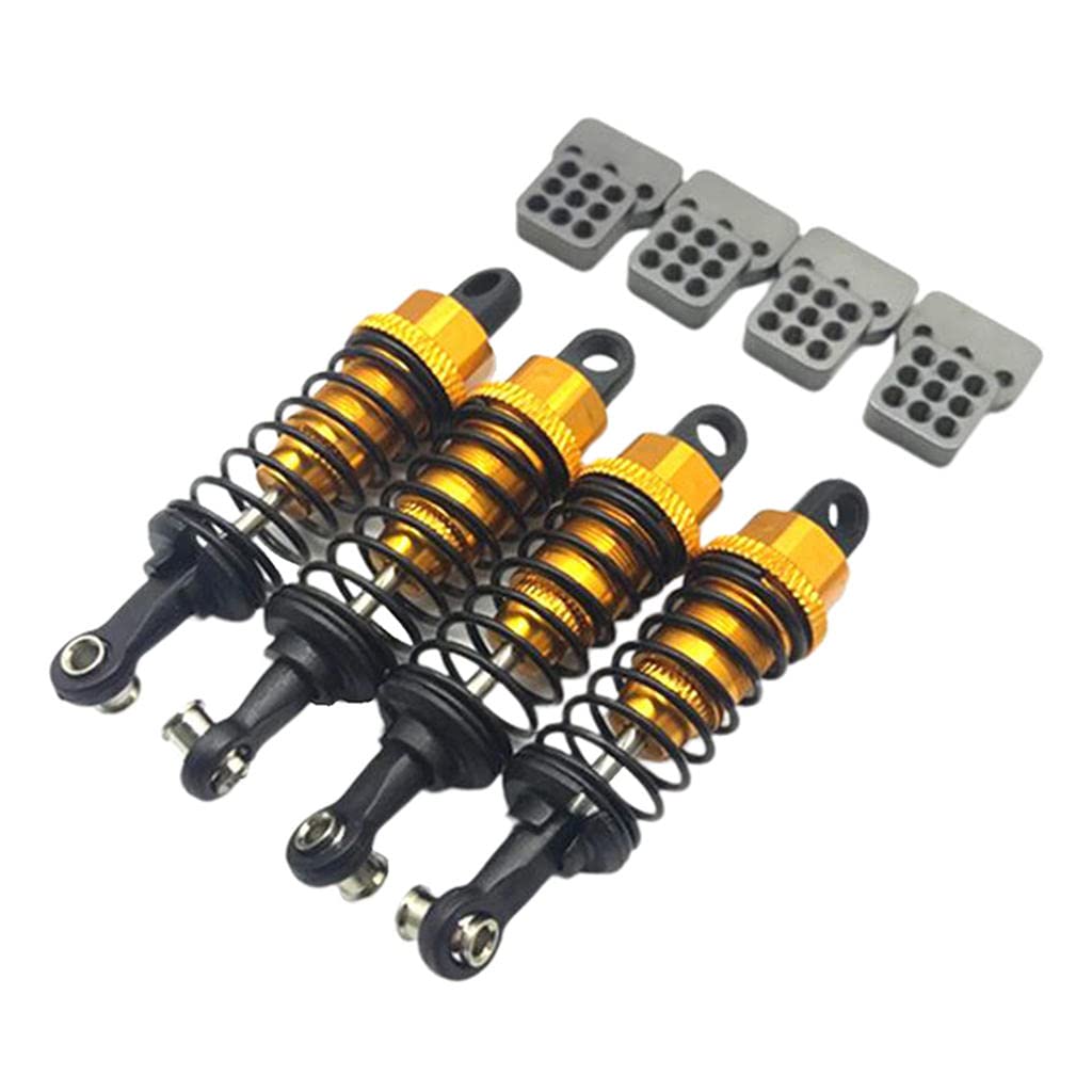 TOOYFUL 4Pcs Adjustable Oil Shock Absorbers - Front & Rear Metal RC Dampers for WPL C14 C24 1/16 Scale RC Cars (Golden) - Perfect for Off-Road Crawling & RC Car Upgrades