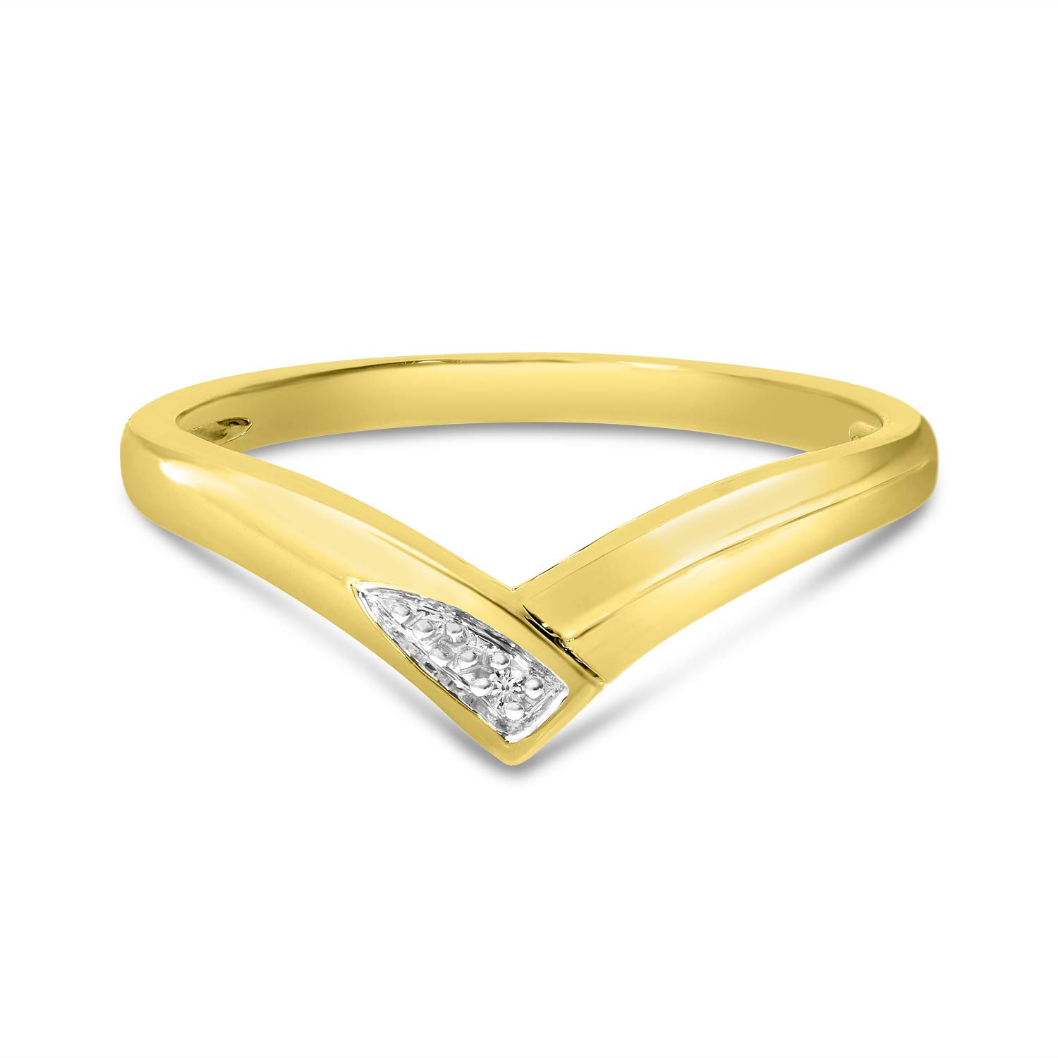 10K Yellow Gold Diamond Chevron Ring for Women - Elegant Stackable Wedding Band, Anniversary Gift, Promise Ring - Perfect for Everyday Wear & Special Occasions