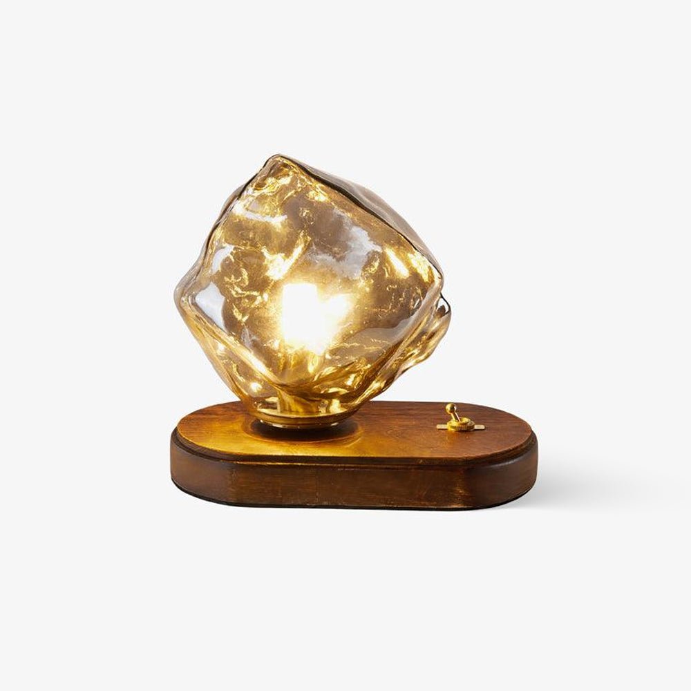 Modern Ice Stone Glass Table Lamp - Elegant Bedside & Living Room Lighting for Home Decor