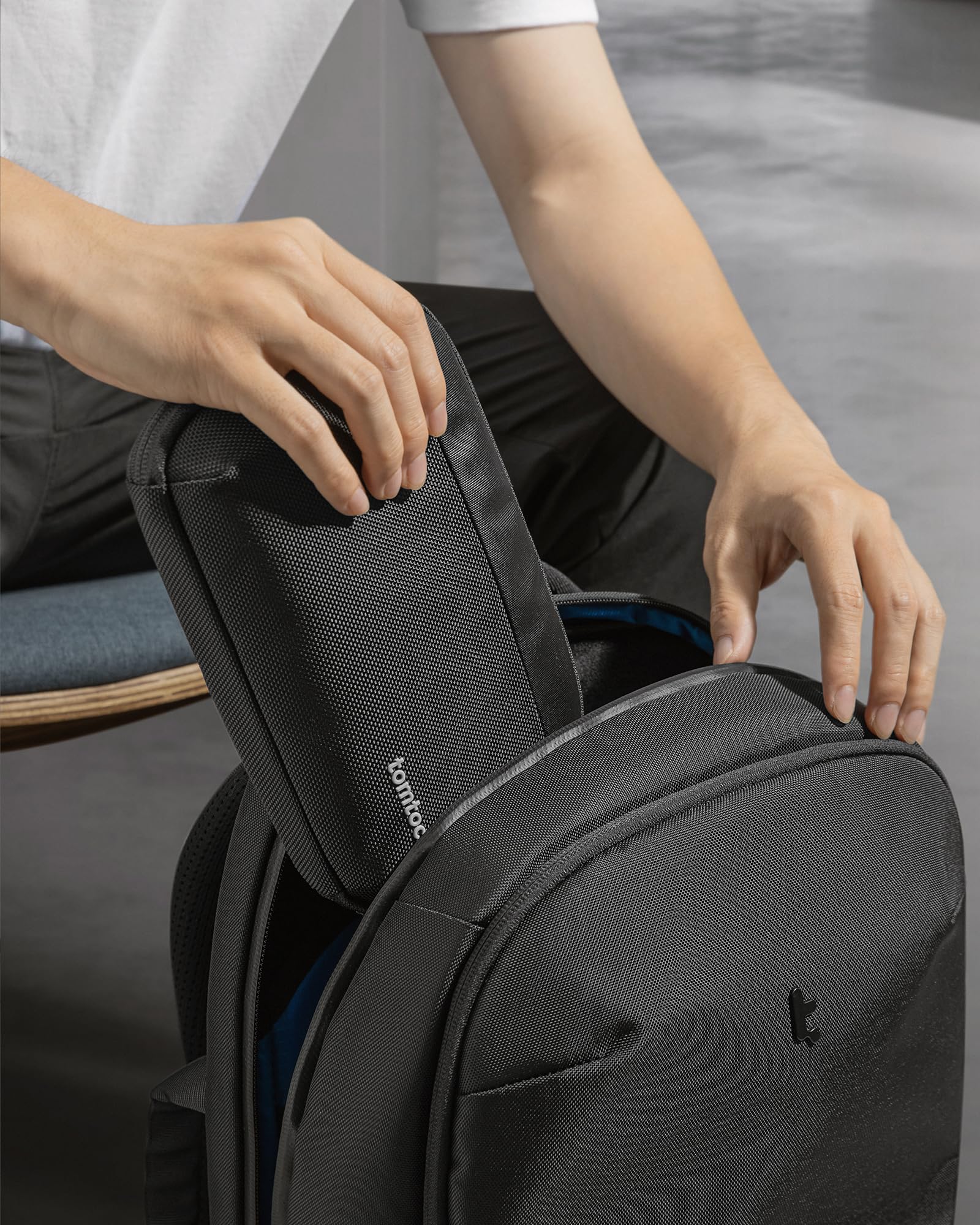 tomtoc Waterproof Travel Cable Organizer Pouch - Portable Electronics Accessories Case for Chargers, Cables, USB Drives & More (Black) | Perfect for Business Trips, Commuting & Daily Organization