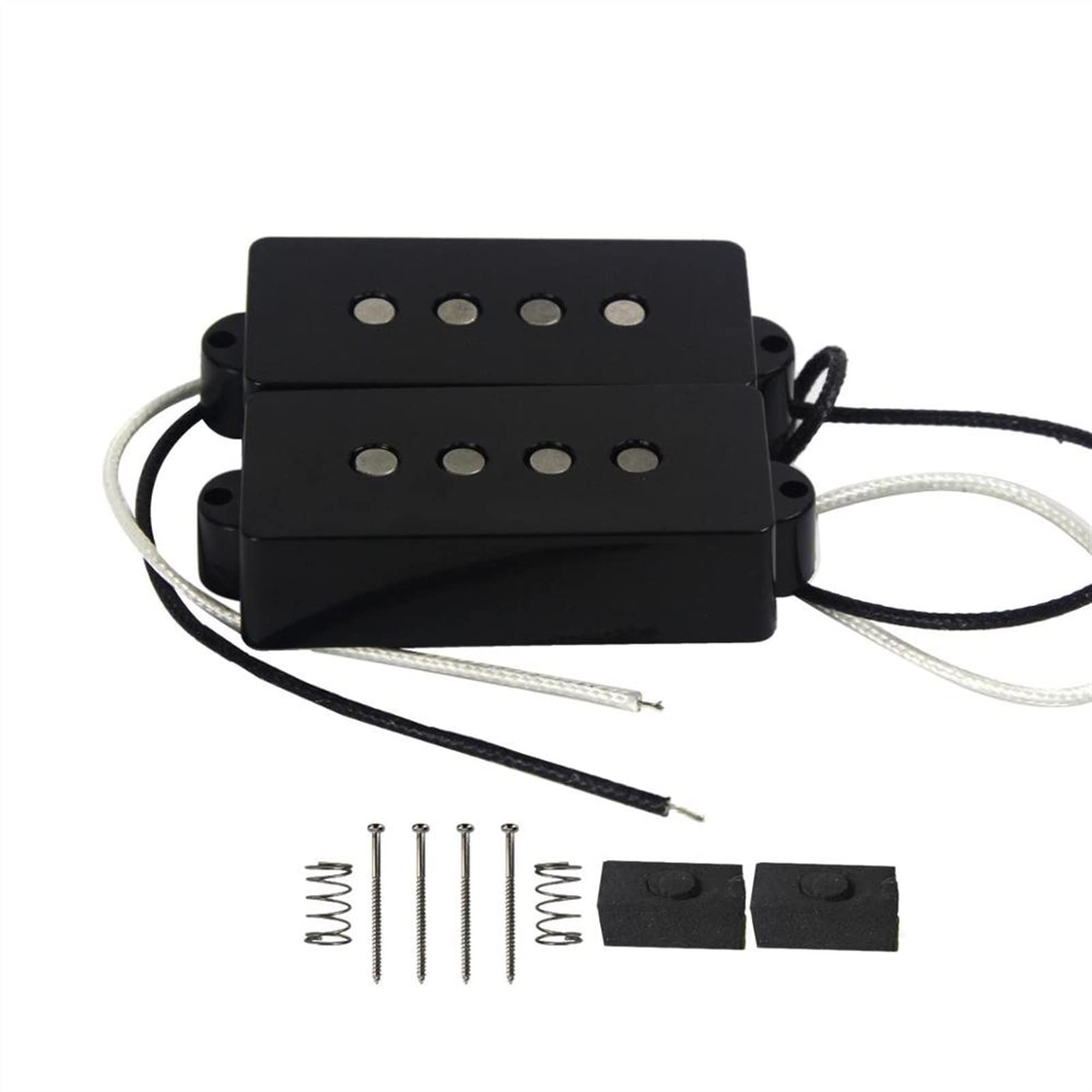 4 String Bass Pickup Set - Noiseless Alnico 5 Precision Bass Guitar Pickups - Black Replacement for PB Bass - Perfect for Studio Recording & Live Performances