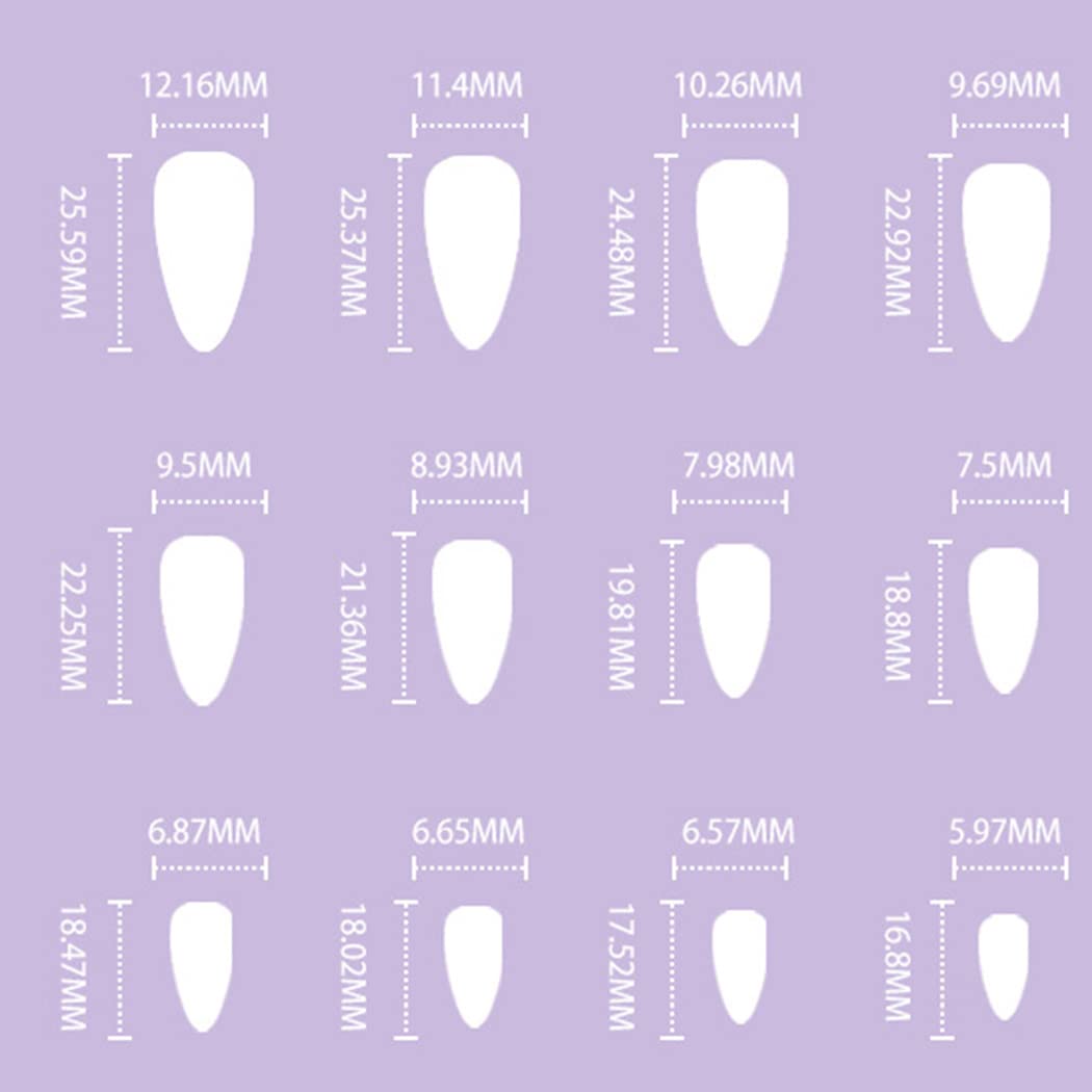 24Pcs Glossy Medium Fake Nails - Oval Blue Line Press on Nails with French Manicure Design, Full Cover Ballerina Patch Nails Tips for Women and Girls (Style E) | Perfect for Parties, Weddings, Date Nights & Special Occasions