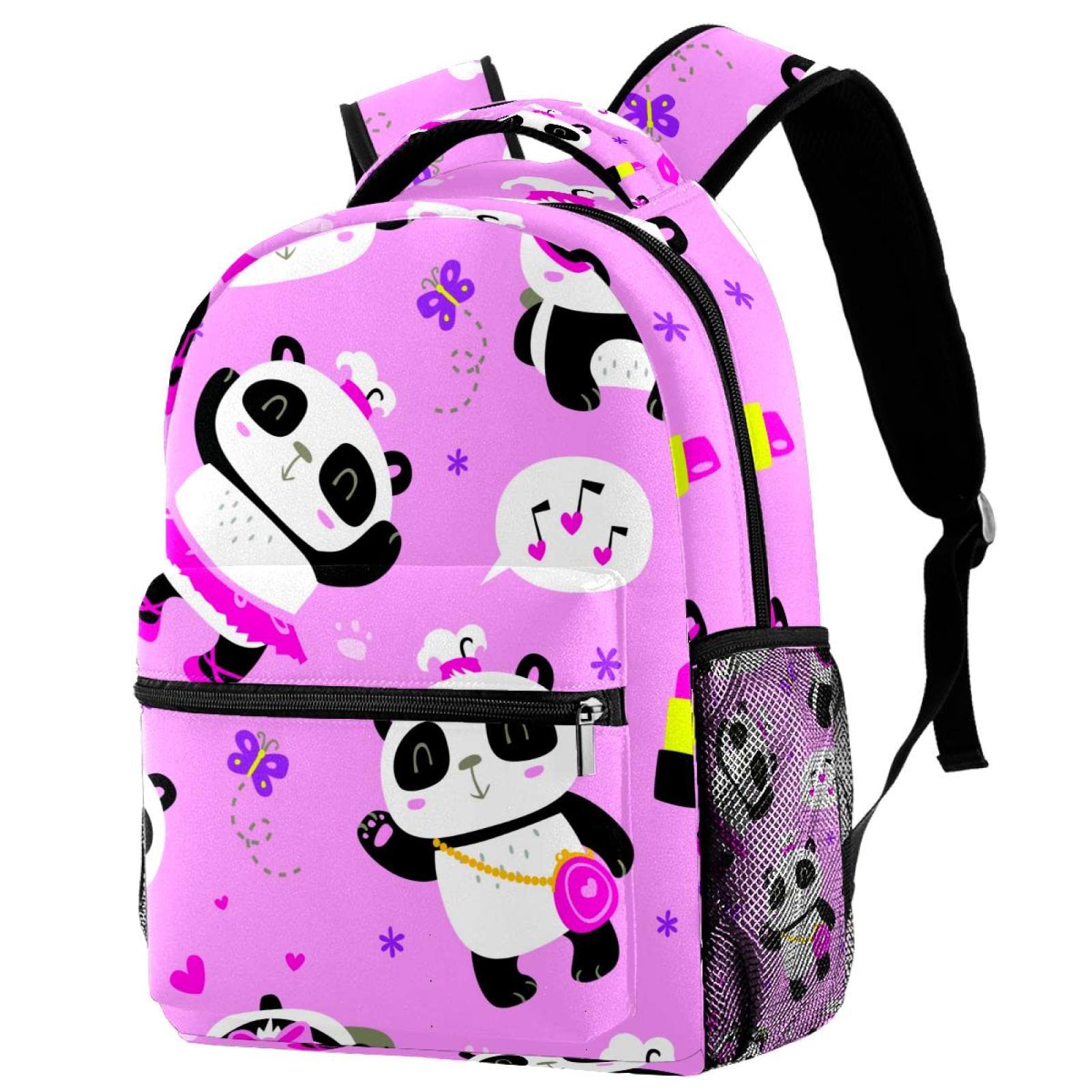 Cute Panda Backpack for Girls & Boys - Durable School Bookbag with Water Bottle Pocket - Perfect for School, Travel & Daily Use