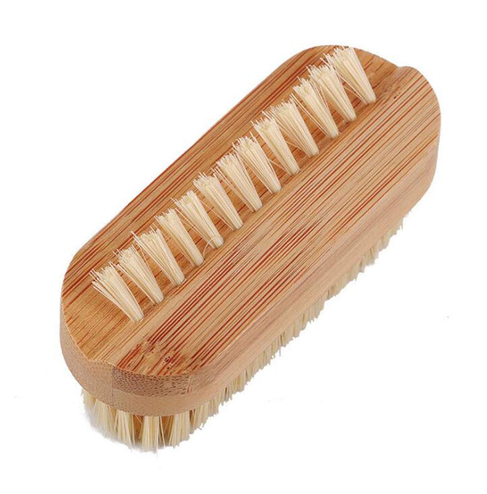 WOIWO Double-sided Bamboo Nail Brush with Pig Bristle - Perfect for Manicures & Pedicures