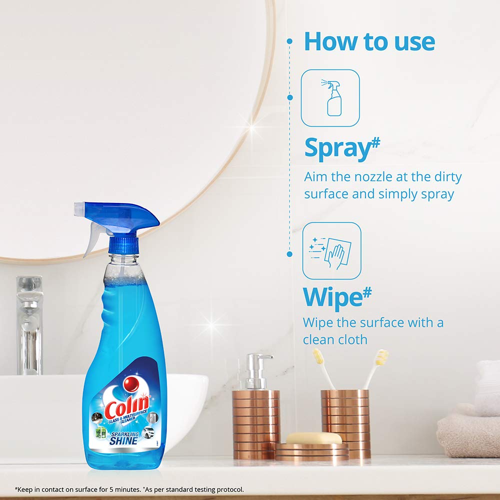 Colin Glass Cleaner Spray - 500ml (2-Pack) | Streak-Free Window & Mirror Cleaner for Home, Office & Car | Fast-Drying Formula for Crystal Clear Shine