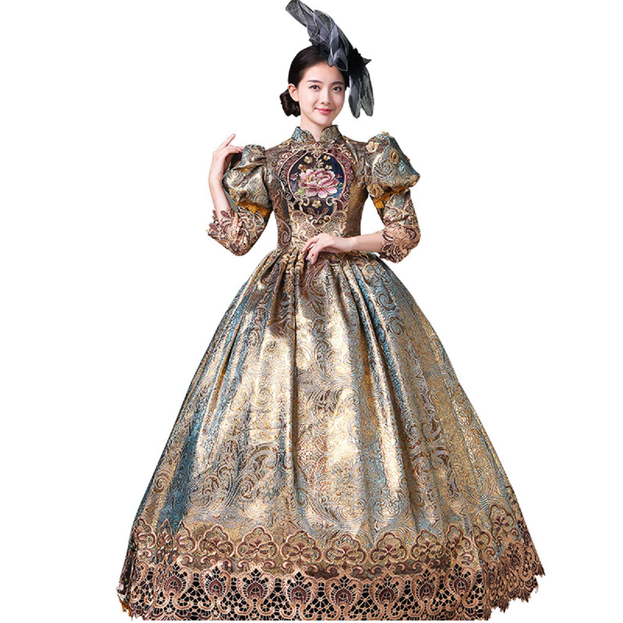CountryWomen Gothic Marie Antoinette Victorian Ball Gown Renaissance Wench Dress - Elegant Gothic Princess Costume for Halloween, Cosplay & Renaissance Fairs