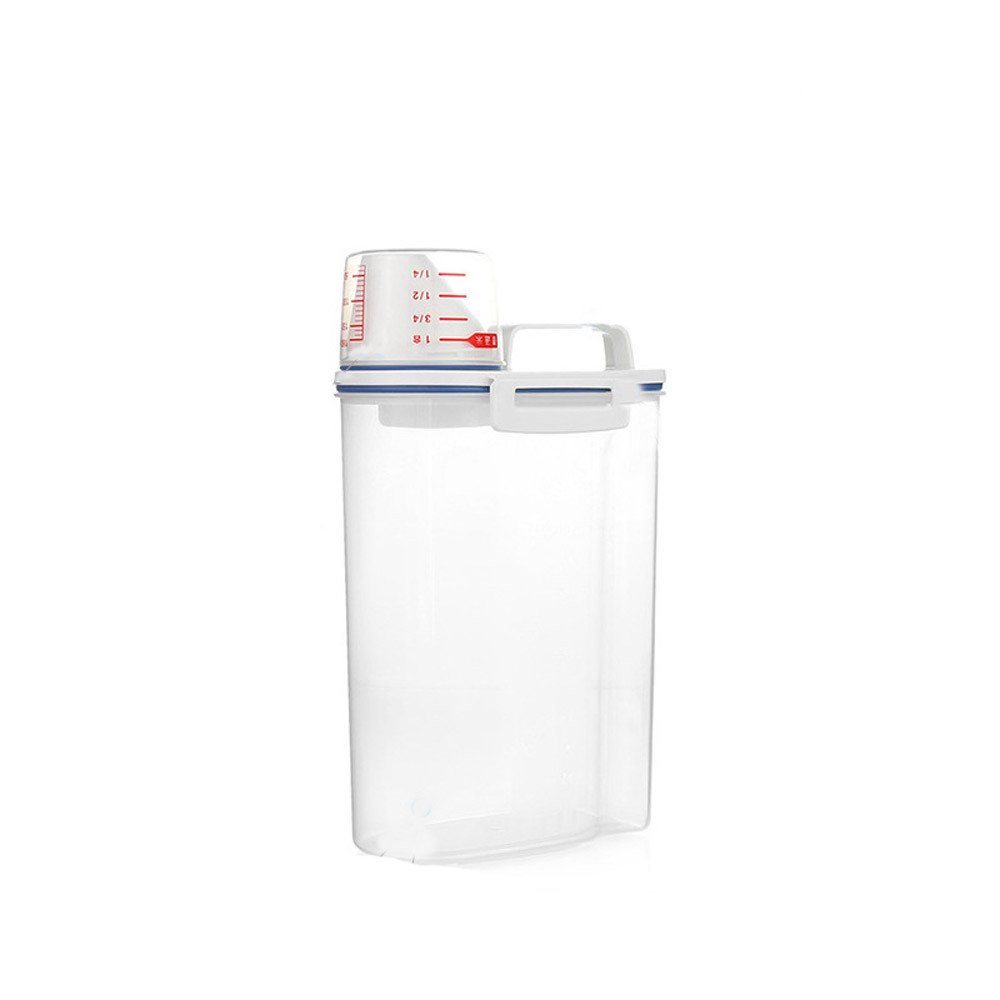 Yu2d 2L Plastic Cereal Dispenser - Airtight Food Storage Container for Rice, Grains, Cereal, Pasta & More - Perfect for Kitchen Pantry Organization & Bulk Food Storage