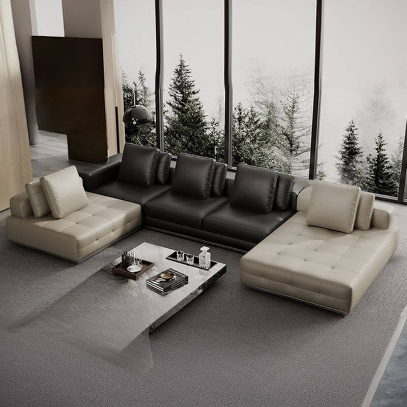 L-Shaped Sectional Sofa with Chaise Lounge - 5-Seater 4-Piece Reversible Modular Couch in Black - Perfect for Living Room, Family Room & Home Theater