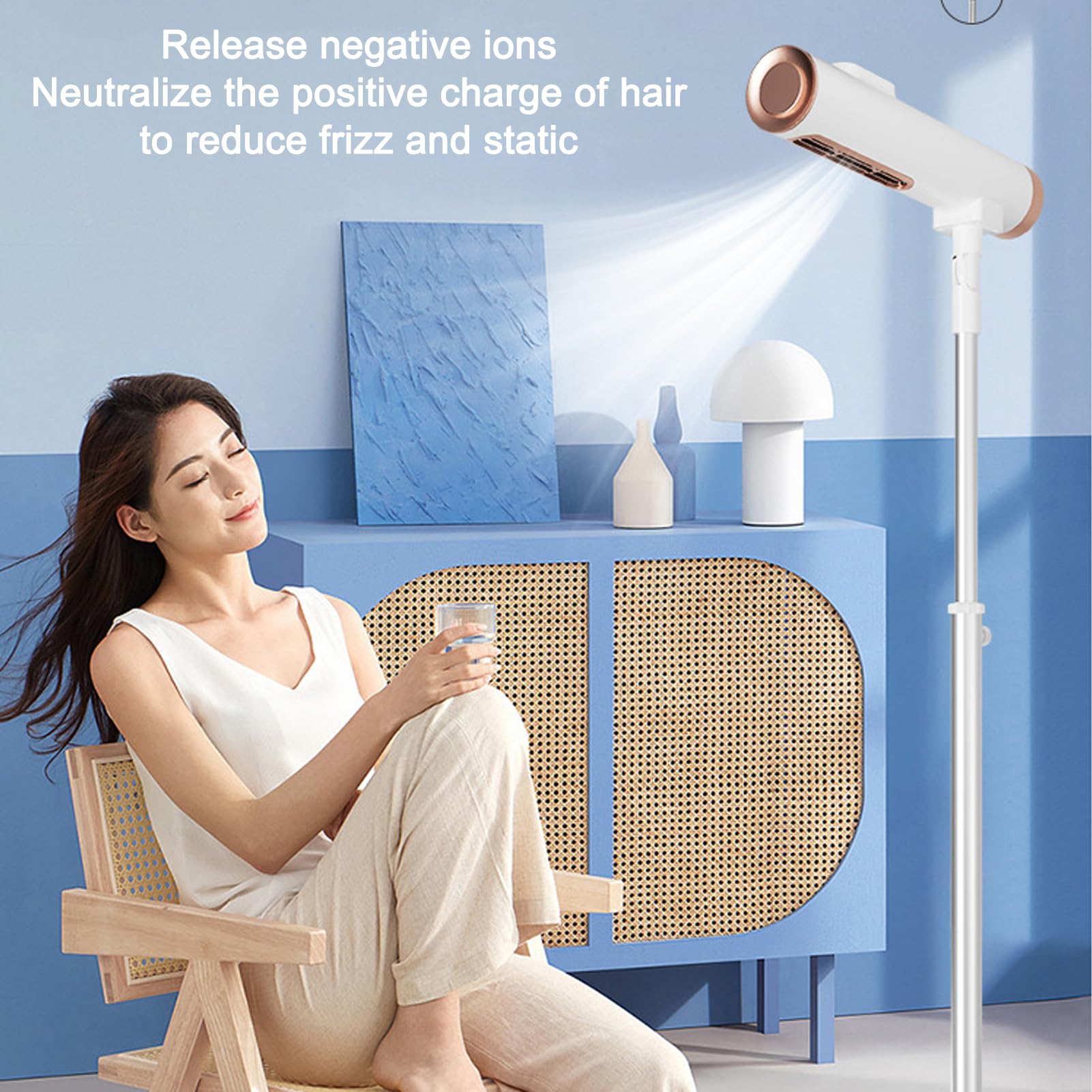 Professional Adjustable Height Standing Hair Dryer with Dual Air Outlets - 2 Speed Salon-Grade Blow Dryer for Hands-Free Styling | Perfect for Home Salons, Beauty Parlors & Professional Stylists