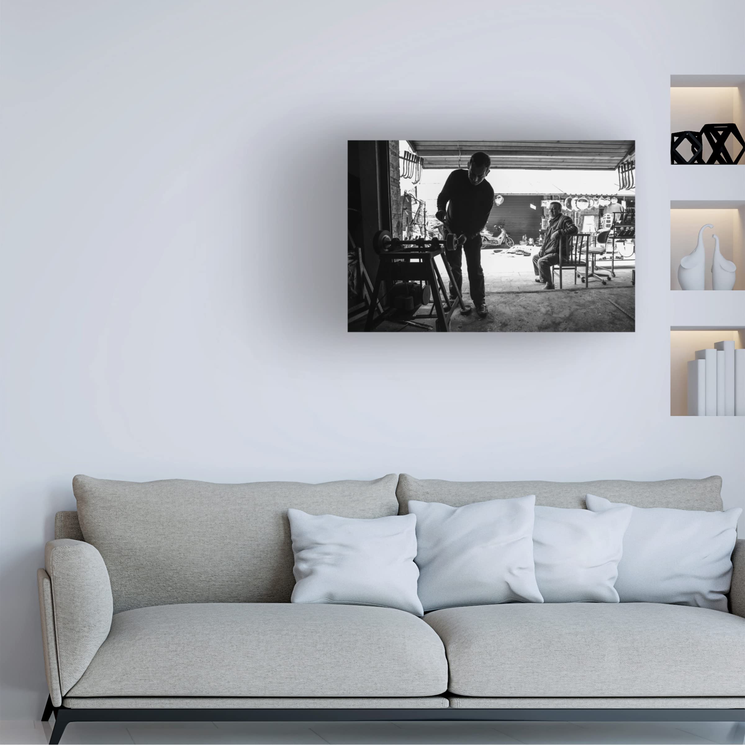 Trademark Fine Art 'Blacksmith' Canvas Wall Art by Mustafa Karaaslan - Handmade Oil Painting Reproduction for Living Room, Bedroom & Office Decor