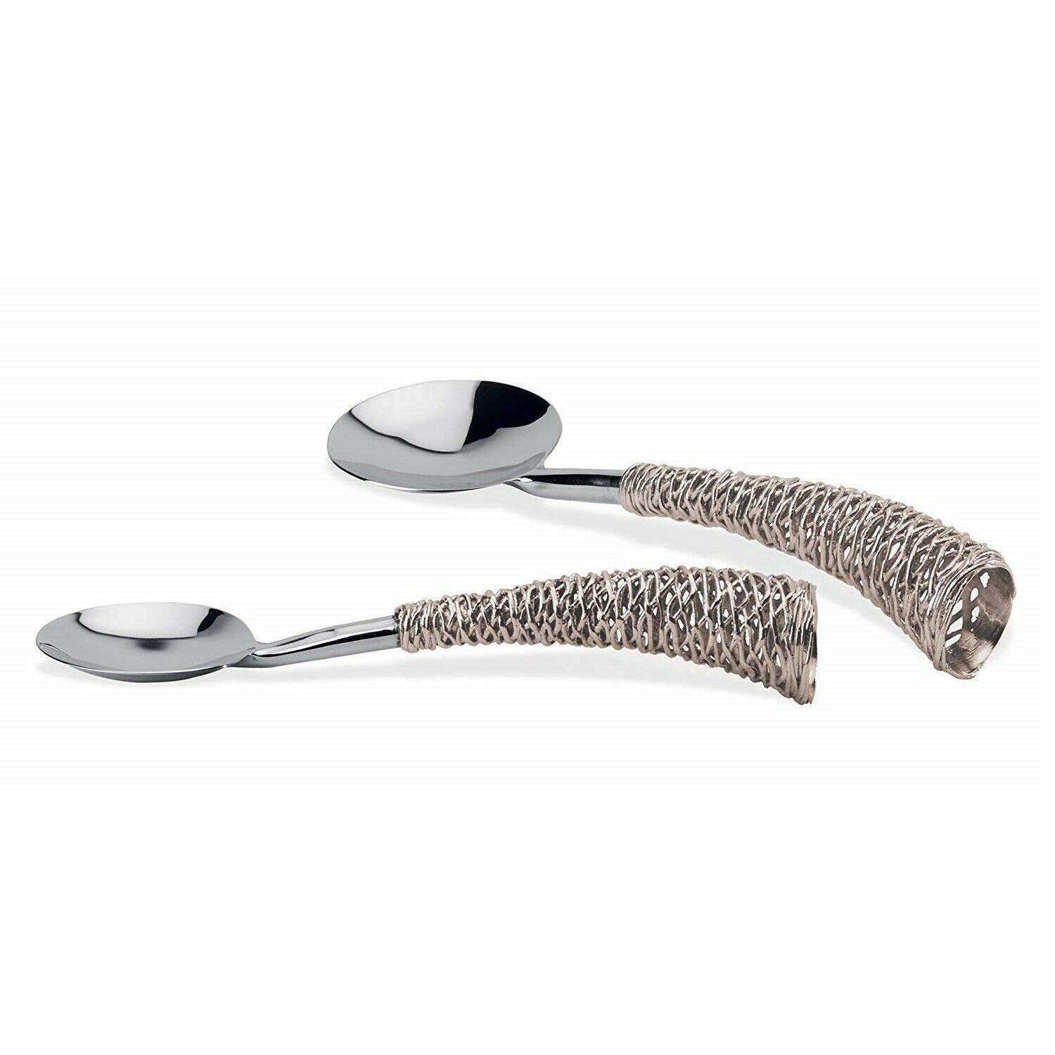 Premium Stainless Steel Lattice Serving Spoons Set of 2 - Elegant Flatware for Dining, Parties & Entertaining - Dishwasher Safe & Durable Kitchen Utensils