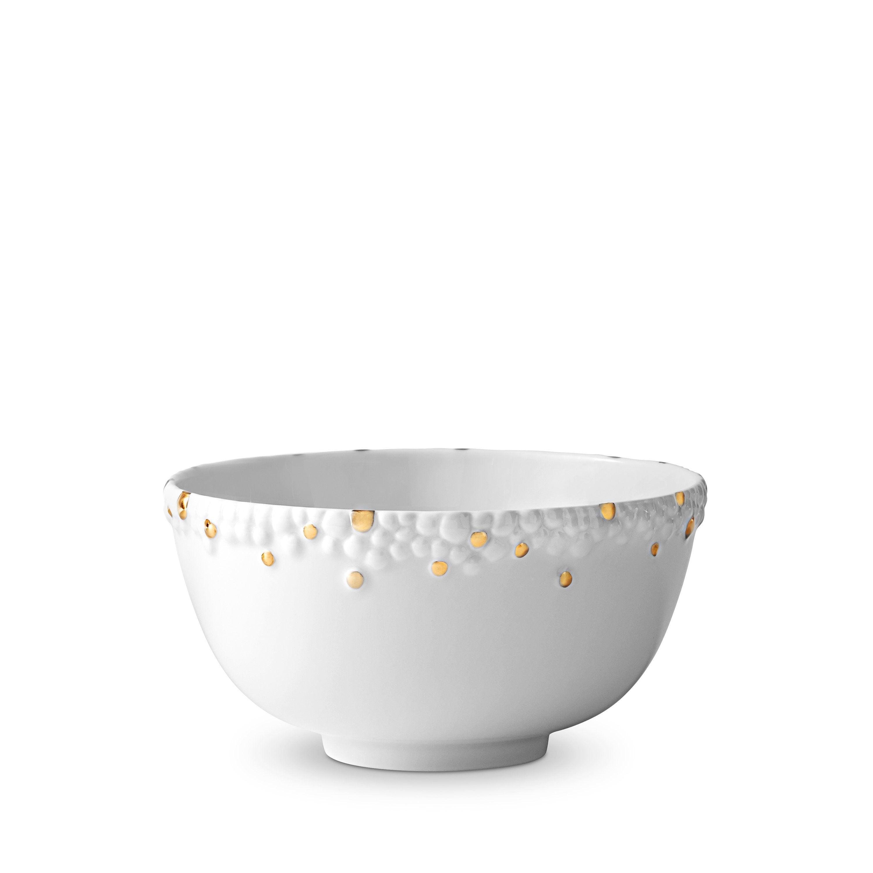 Premium Haas Mojave Ceramic Cereal Bowl - Elegant White & Gold Design for Breakfast, Snacks & Desserts | Perfect for Home, Office & Gifting