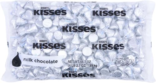 HERSHEY'S Kisses Milk Chocolate Candy, 66.7 Ounce Bulk Bag - Perfect for Parties, Holidays, Baking & Gift Giving