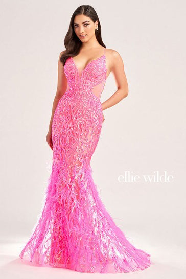 Ellie Wilde EW35006 Hot Pink Prom Dress - Elegant Formal Gown for Homecoming, Quinceañera & Special Occasions